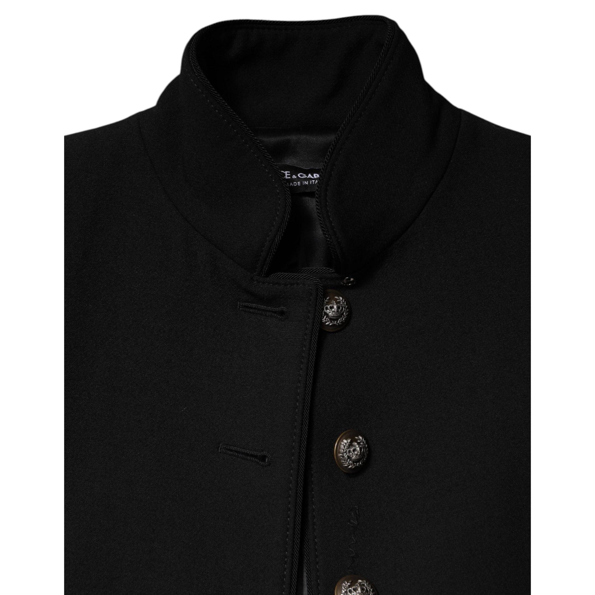 Dolce &amp; Gabbana Black Wool Single Breasted Trench Coat Jacket