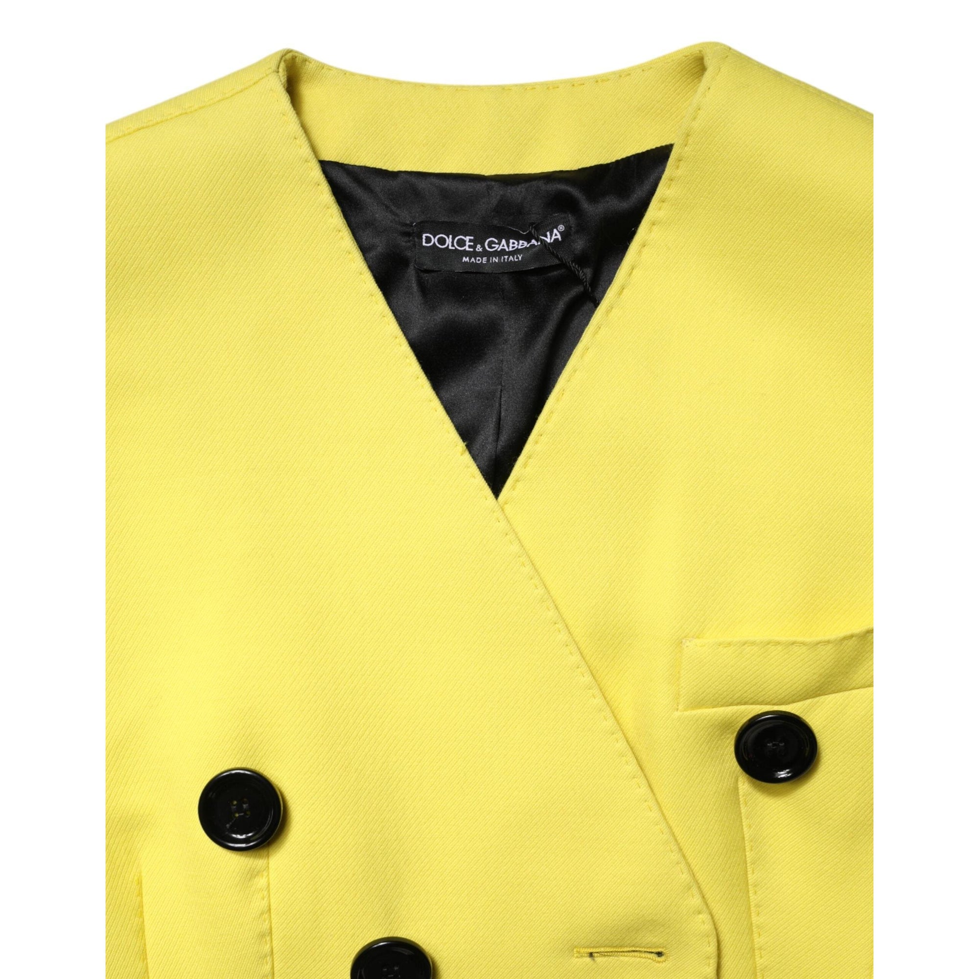 Dolce &amp; Gabbana Yellow Double Breasted Trench Coat Jacket