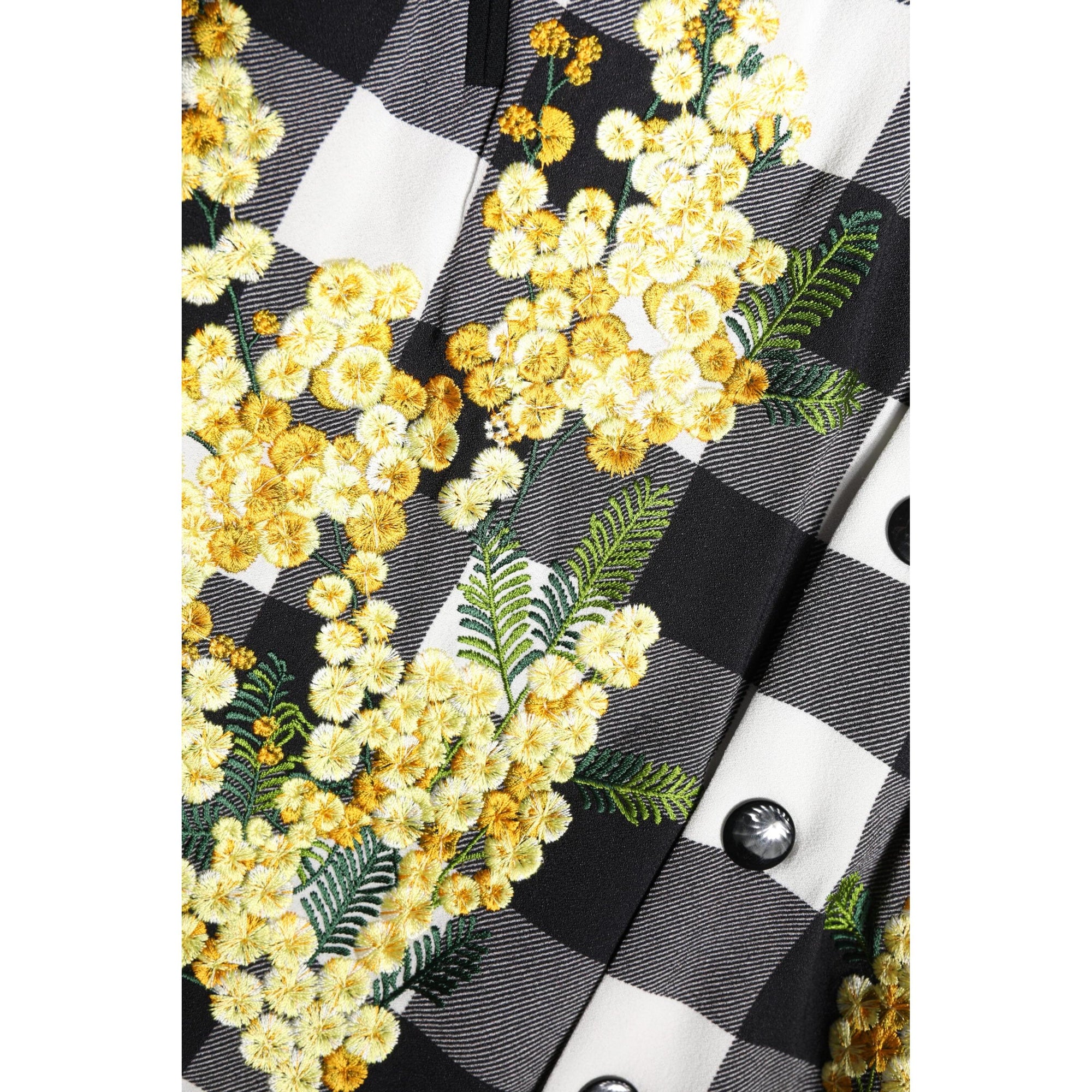 Dolce &amp; Gabbana Black White Check Floral Button Down Jacket
