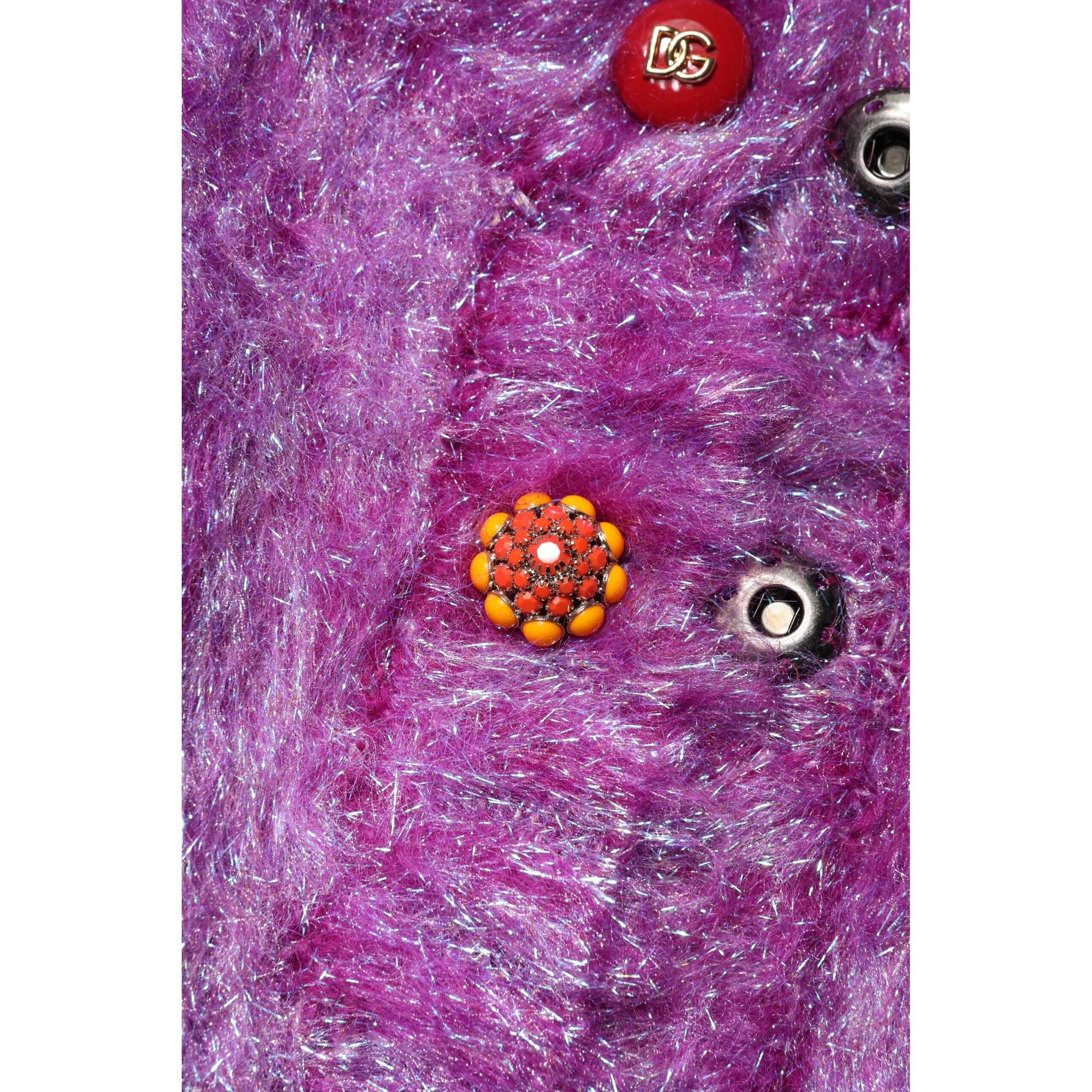 Dolce &amp; Gabbana Purple Button Embellished Trench Coat Jacket