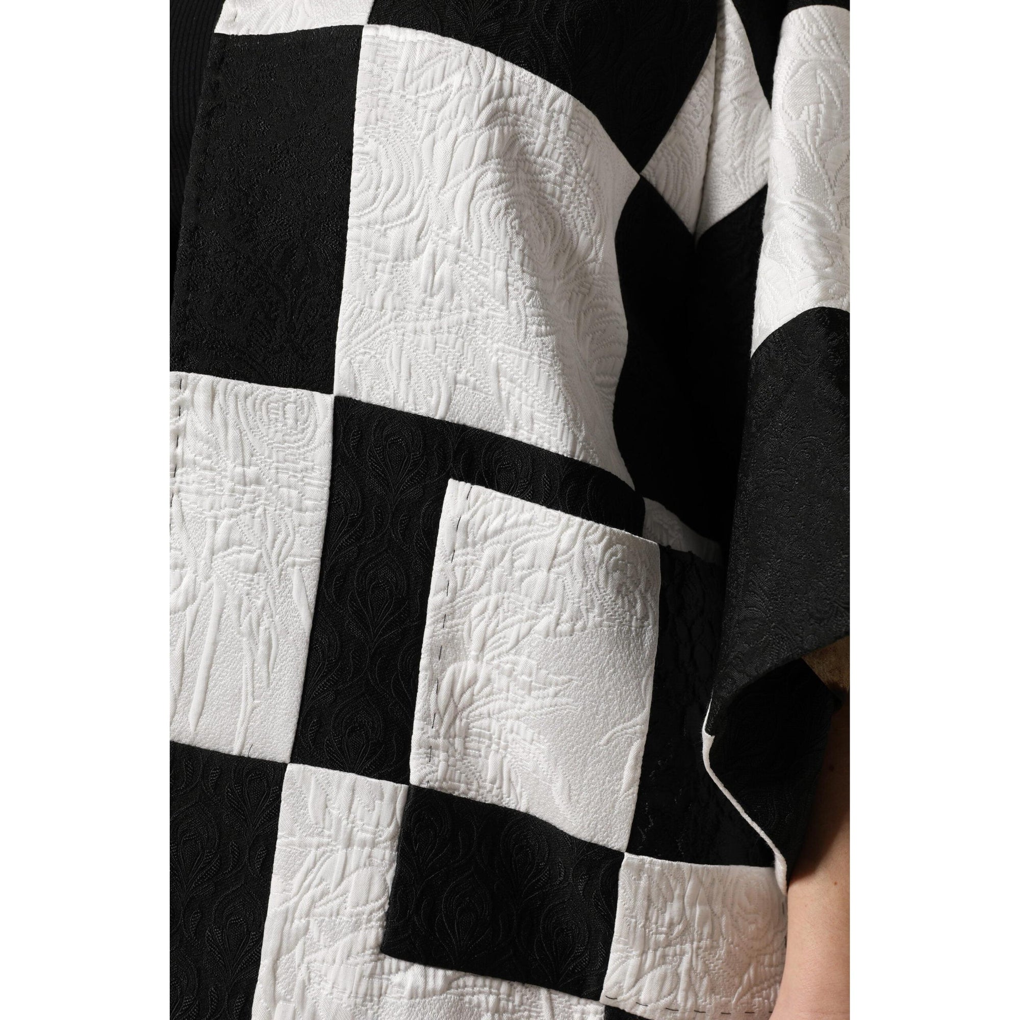 Dolce &amp; Gabbana White Black Patchwork Jacquard Blazer Jacket