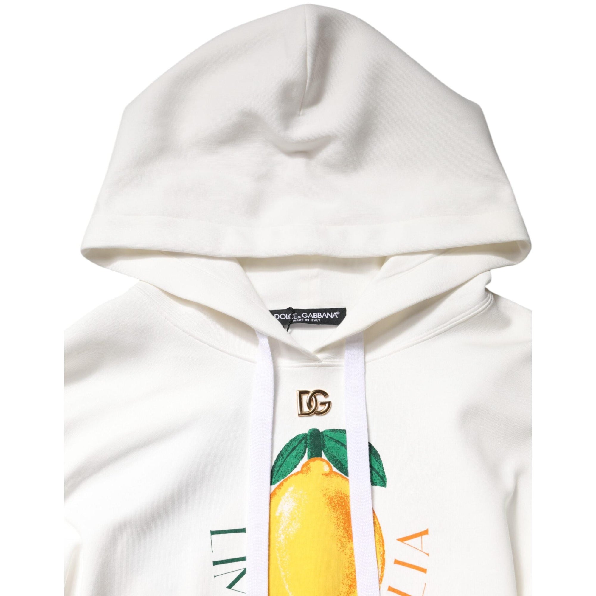 Dolce &amp; Gabbana Ivory Cotton Printed Hooded Pullover Sweater