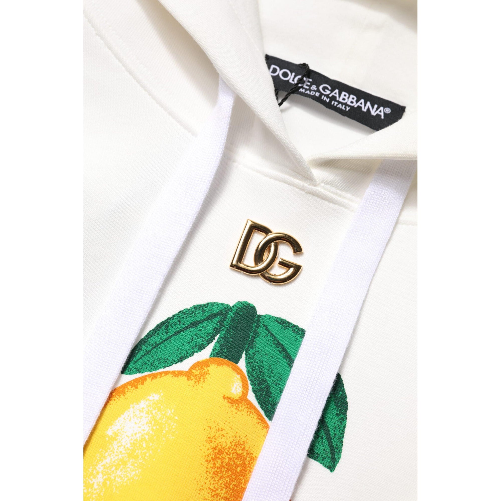 Dolce &amp; Gabbana Ivory Cotton Printed Hooded Pullover Sweater
