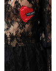 Dolce & Gabbana Black Cotton Floral Lace Women Blouse Top