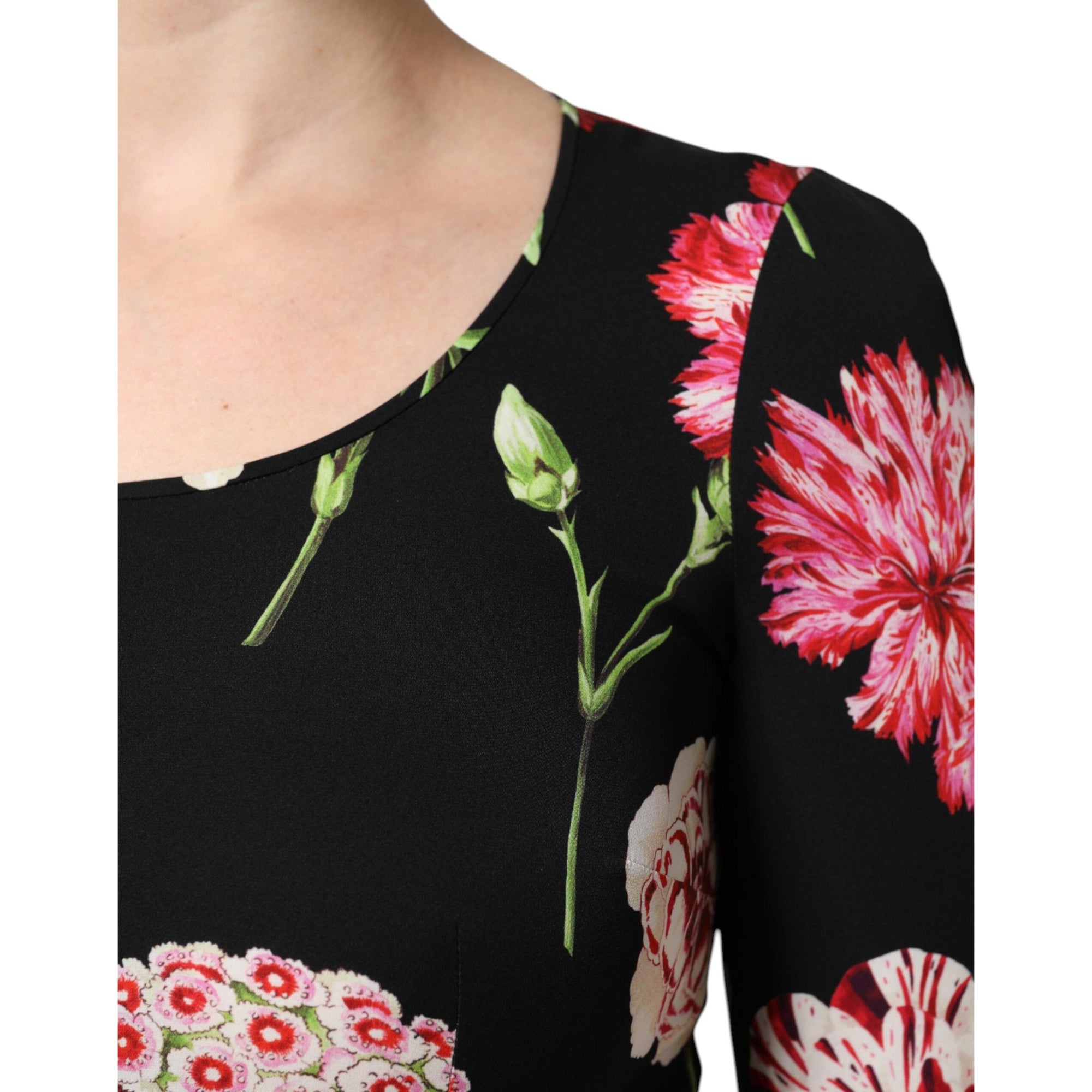 Dolce &amp; Gabbana Black Floral Long Sleeve Women Blouse Top
