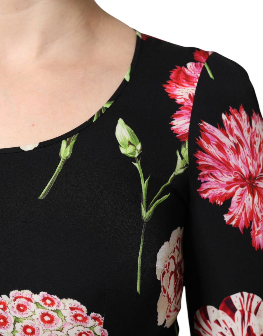 Dolce & Gabbana Black Floral Long Sleeve Women Blouse Top