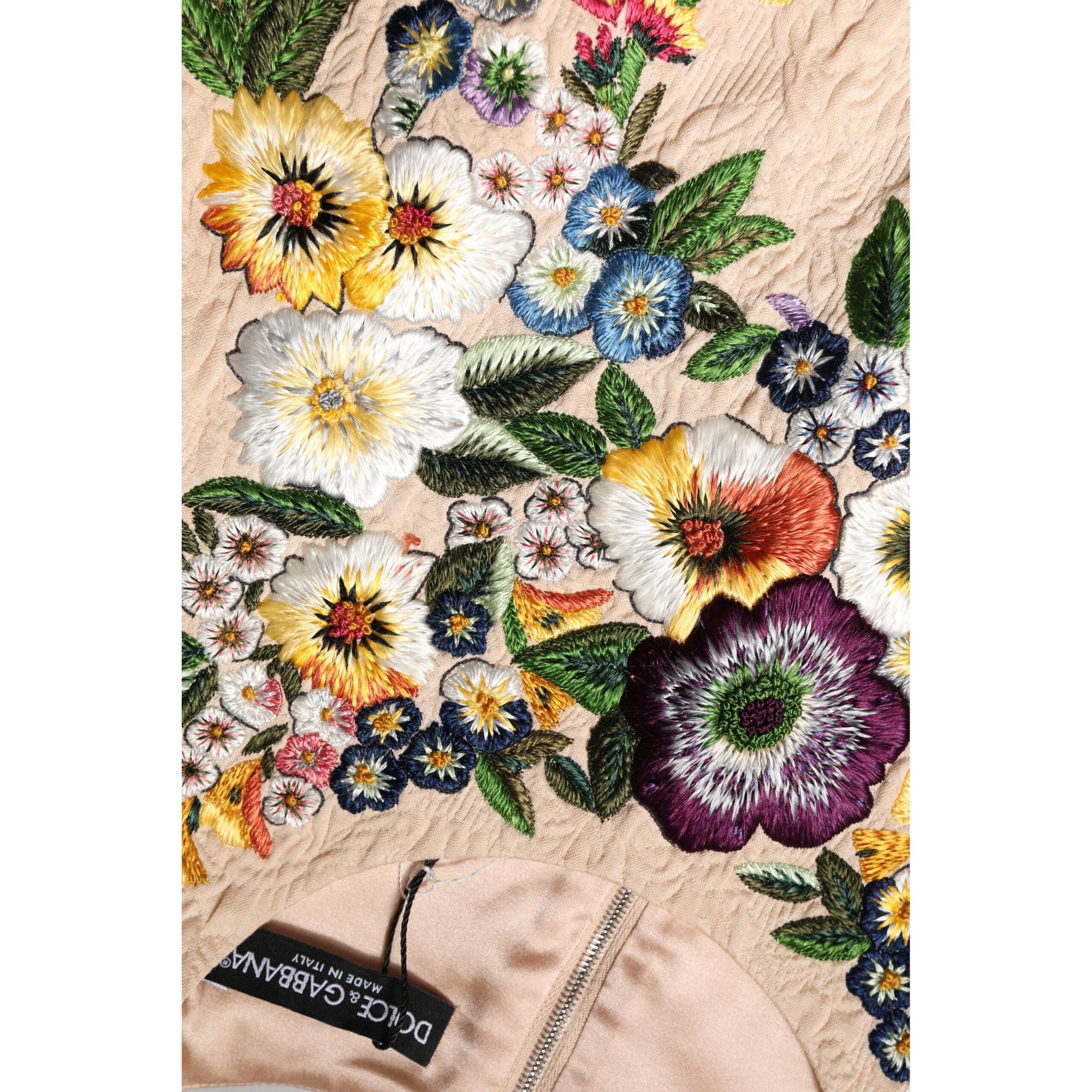 Dolce &amp; Gabbana Beige Floral Embroidery Sleeveless Tank Top