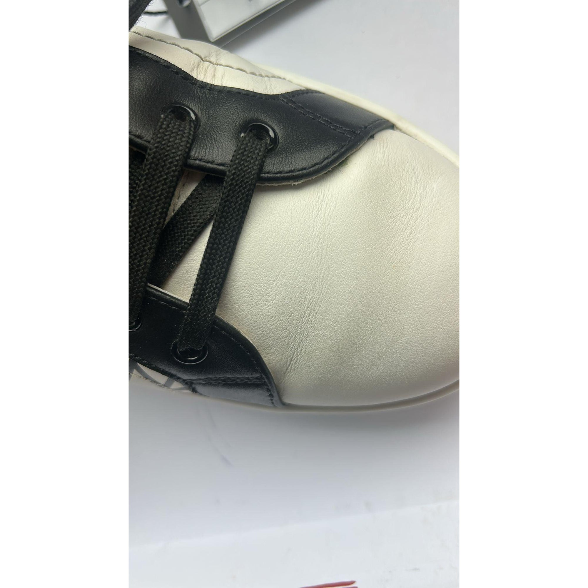 Dolce &amp; Gabbana White Black Leather Crown Milano Sneakers Shoes