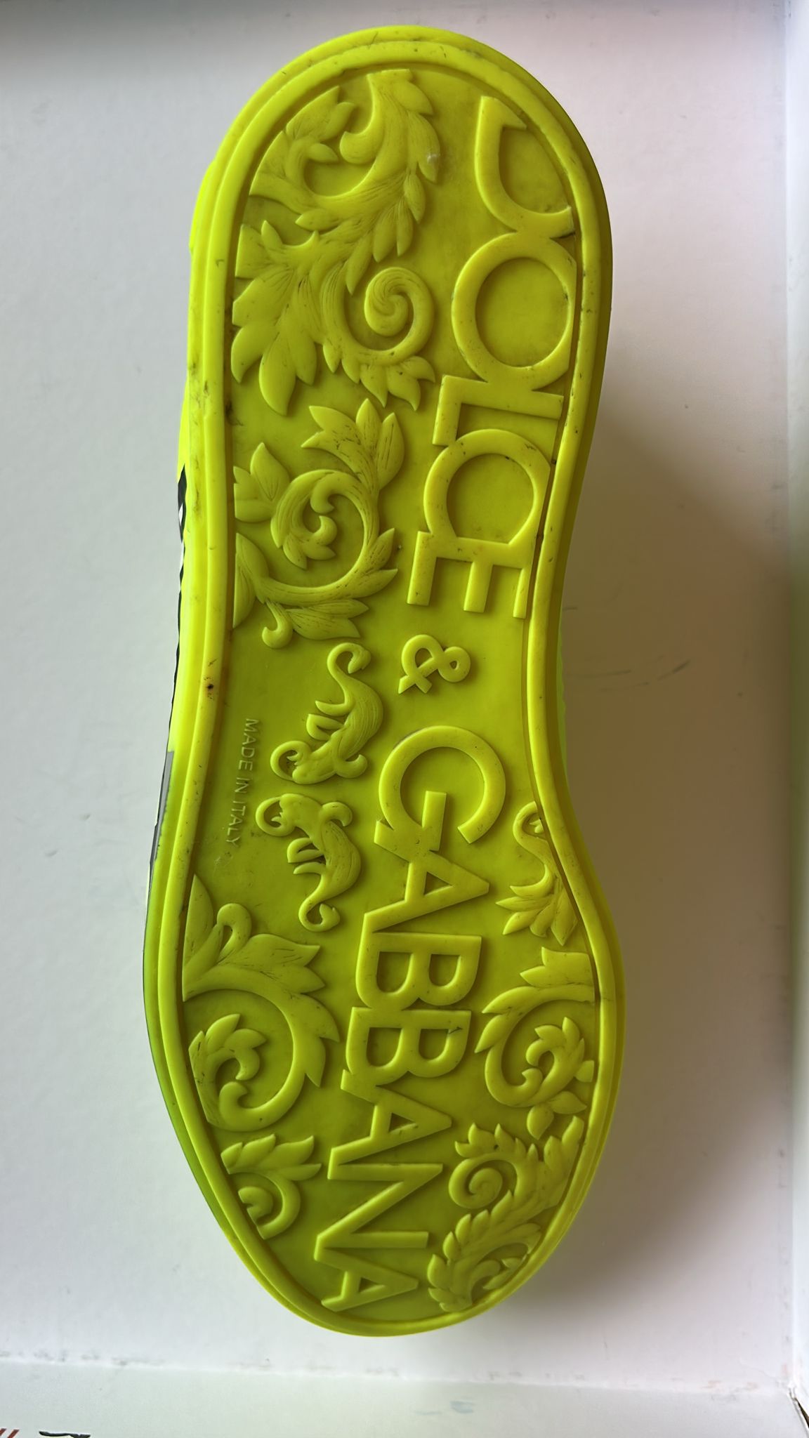 Dolce &amp; Gabbana Neon Green Logo Tape Low Top Sneakers Shoes