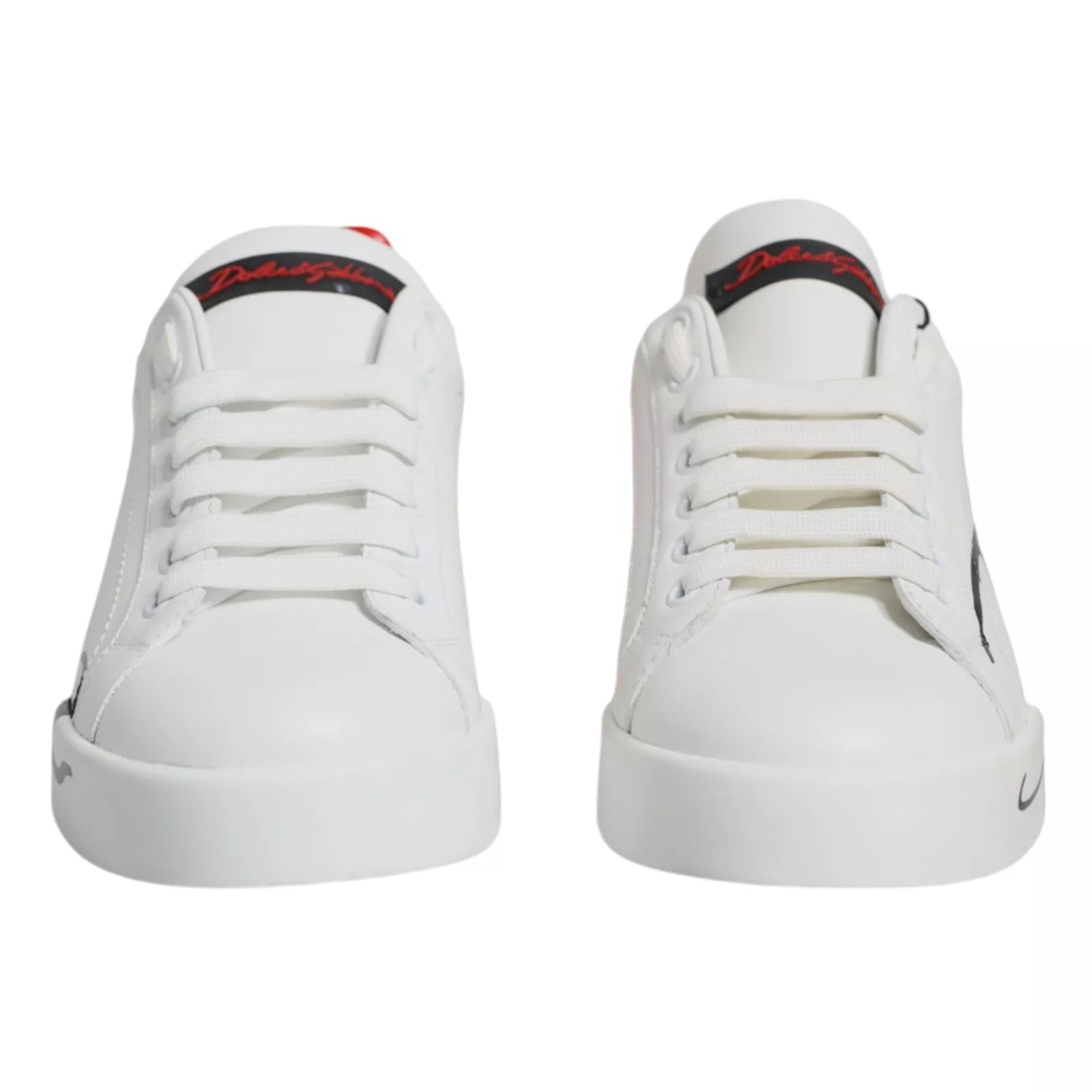 Dolce &amp; Gabbana White Red Portofino Low Top Sneakers Shoes