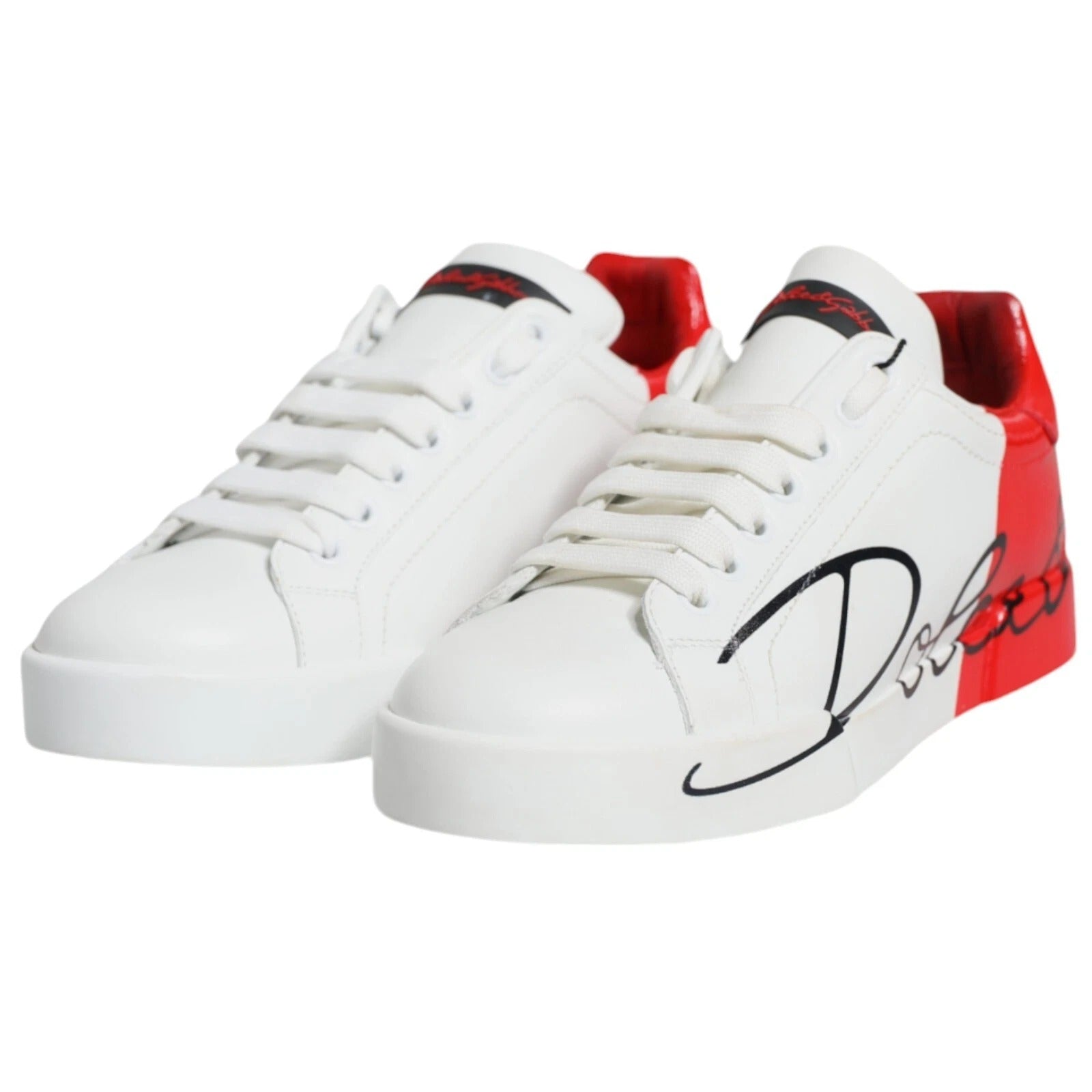 Dolce &amp; Gabbana White Red Portofino Low Top Sneakers Shoes