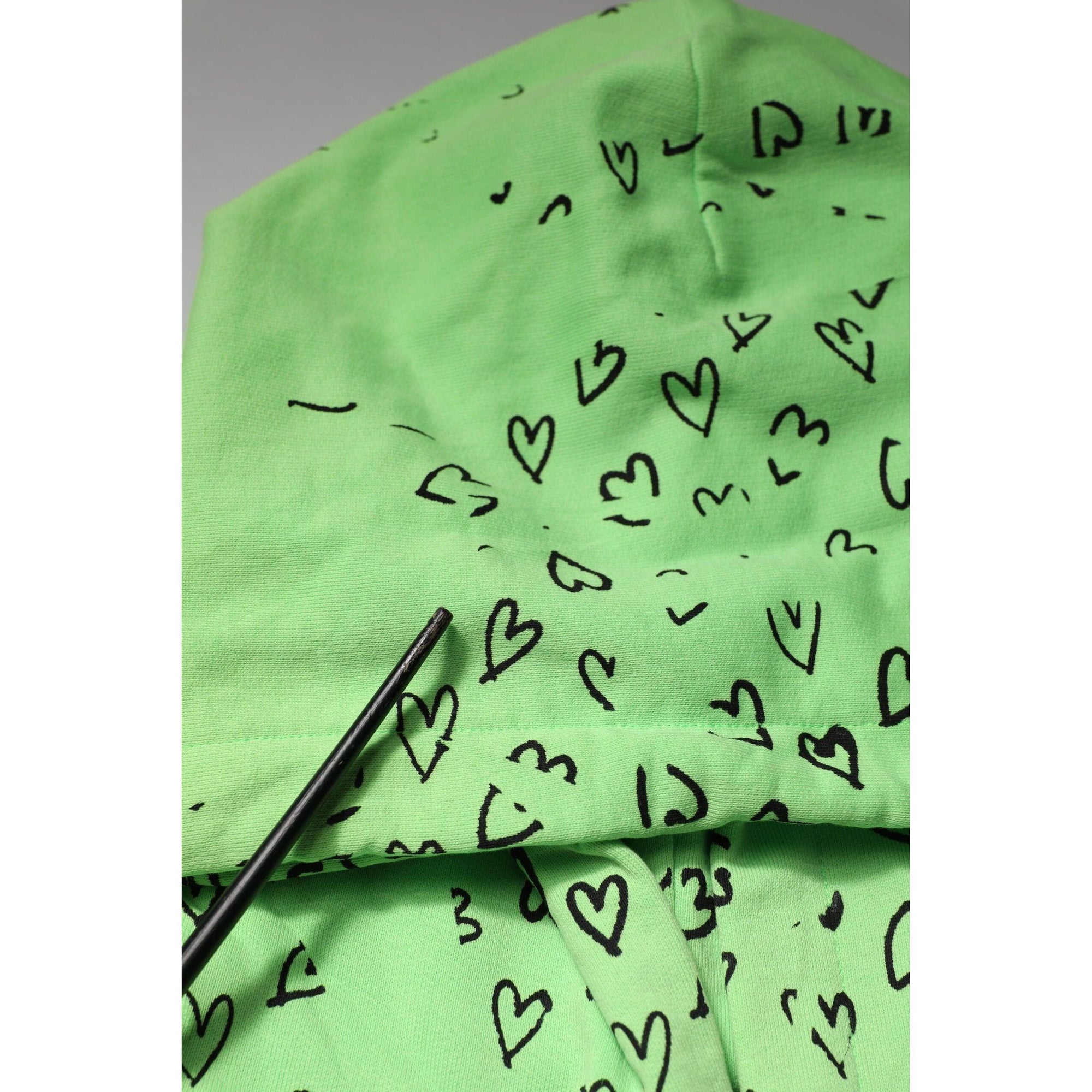 Dolce &amp; Gabbana Green Cotton Logo Heart Print Hooded Sweater