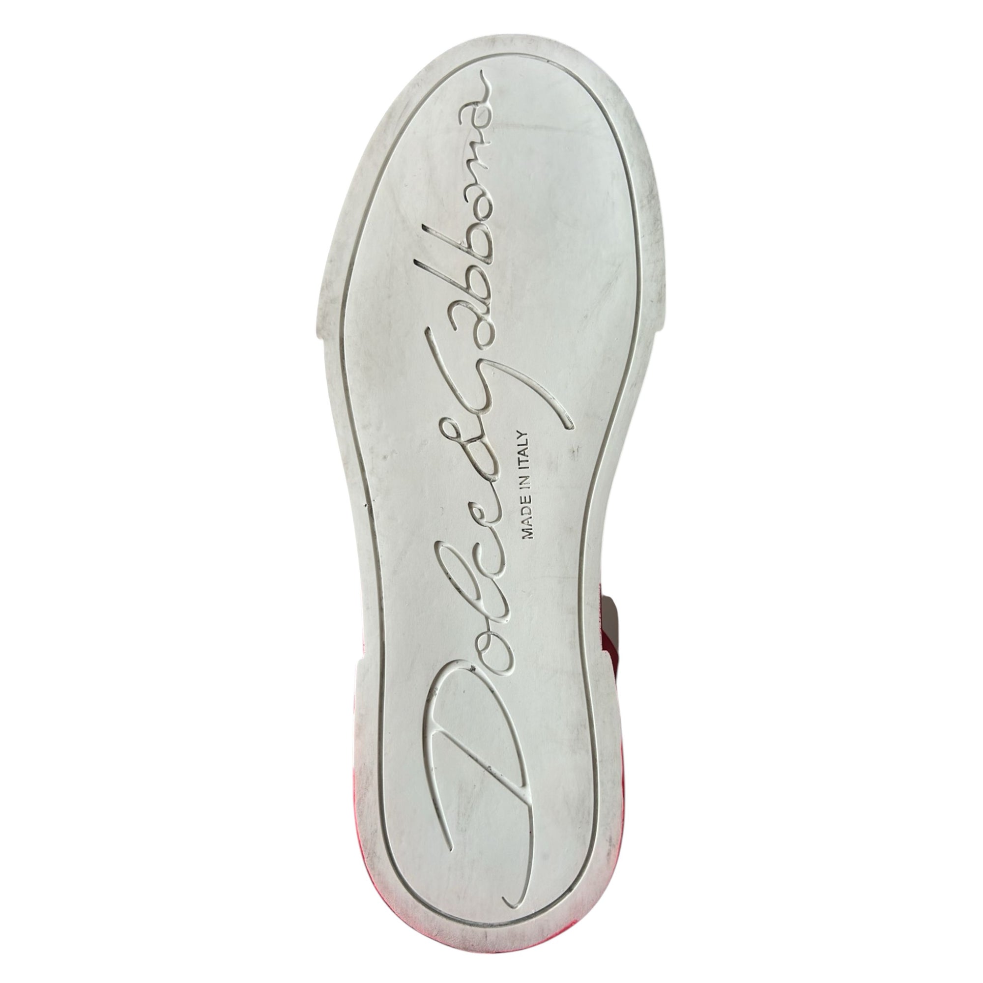 Dolce &amp; Gabbana White Red Logo Portofino Sneakers Shoes