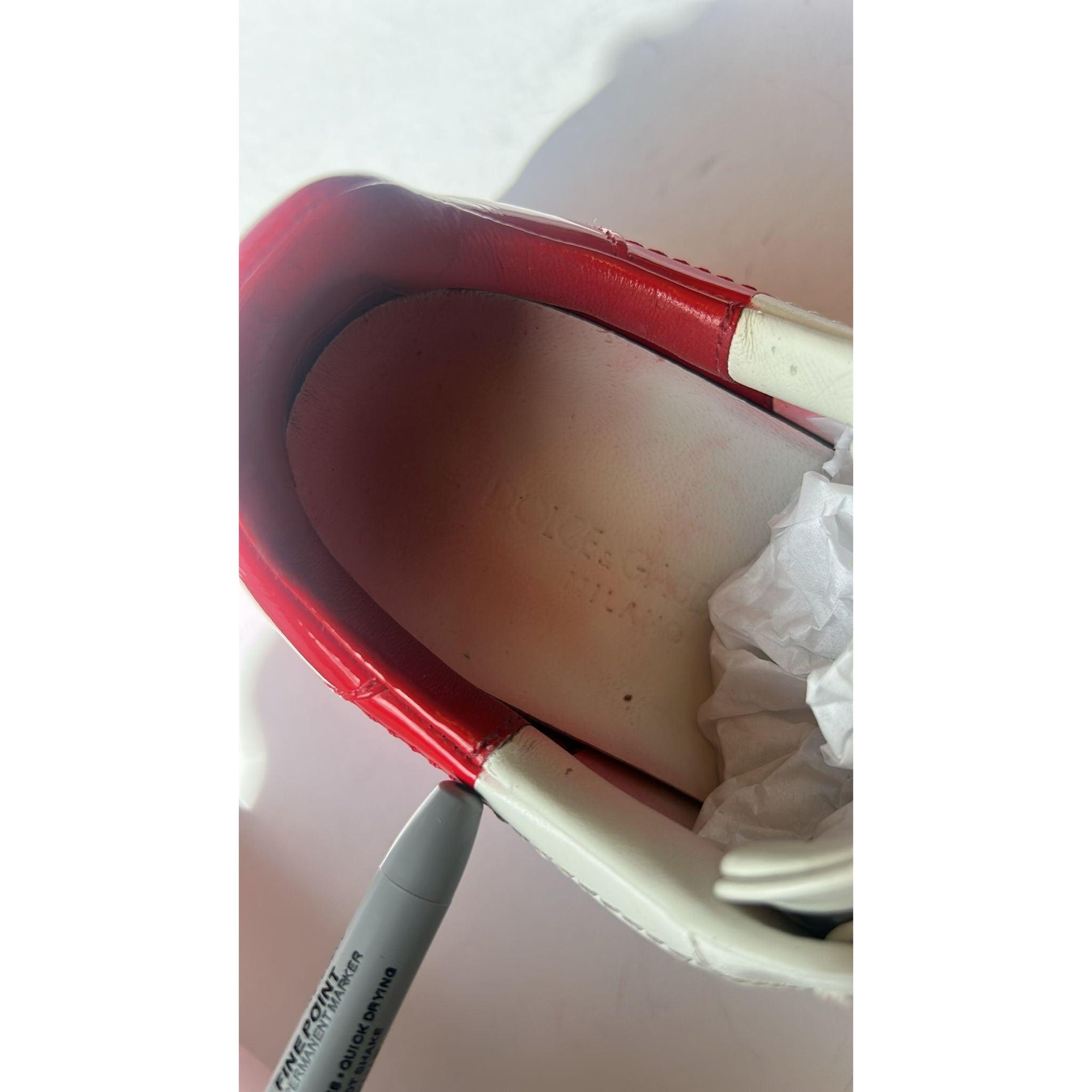 Dolce &amp; Gabbana White Red Logo Portofino Sneakers Shoes