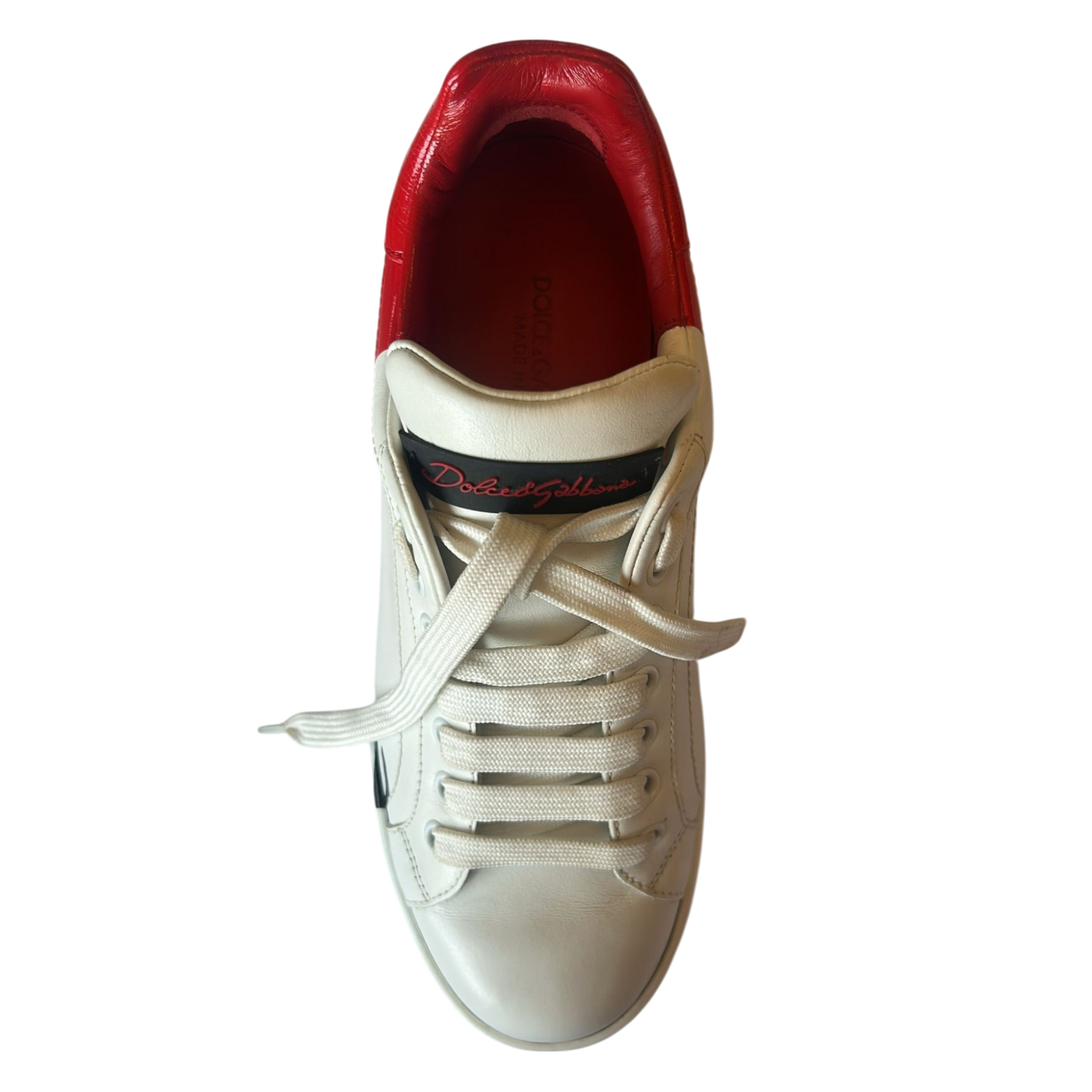 Dolce &amp; Gabbana White Red Logo Portofino Sneakers Shoes