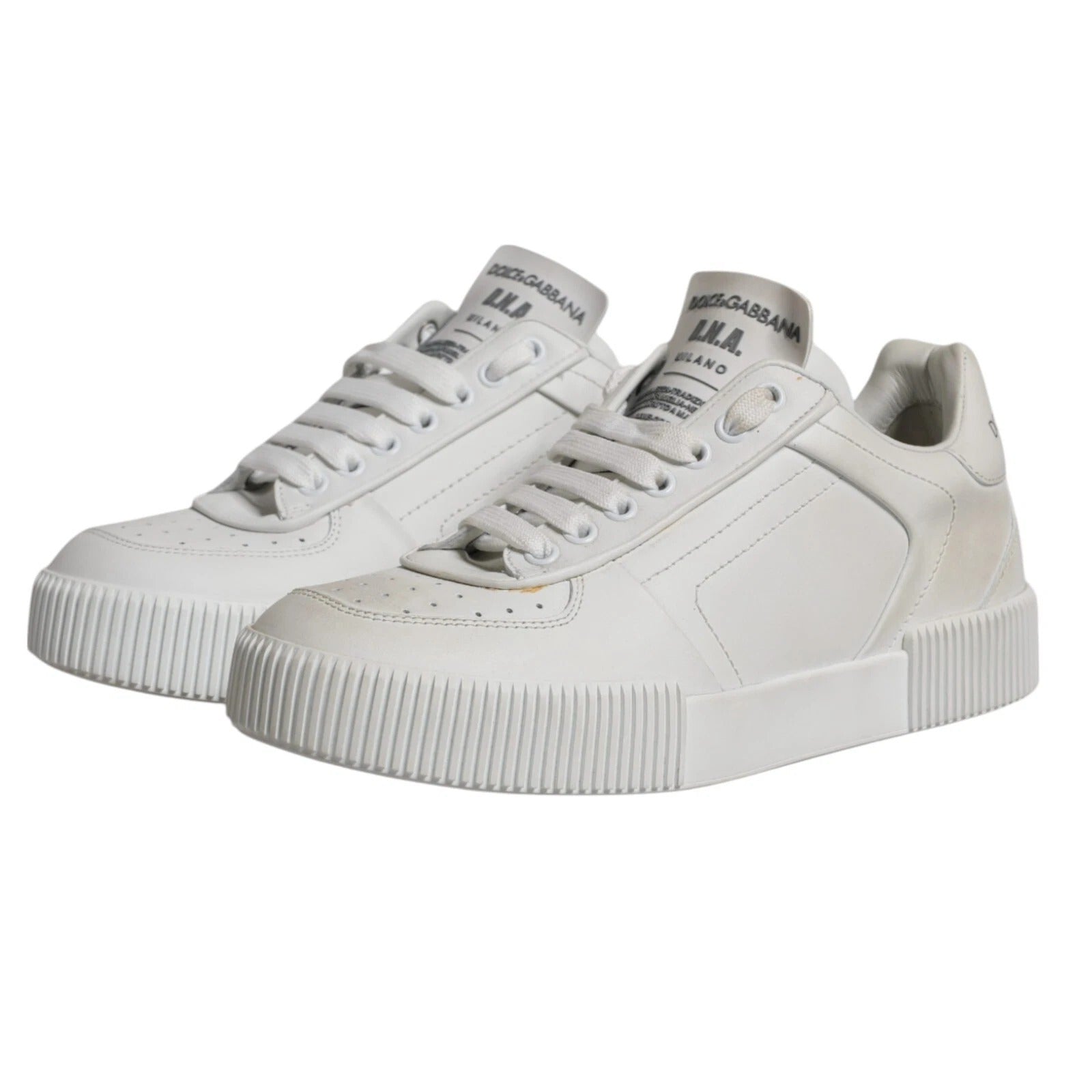 Dolce &amp; Gabbana White Miami Leather Low Top Sneakers Shoes