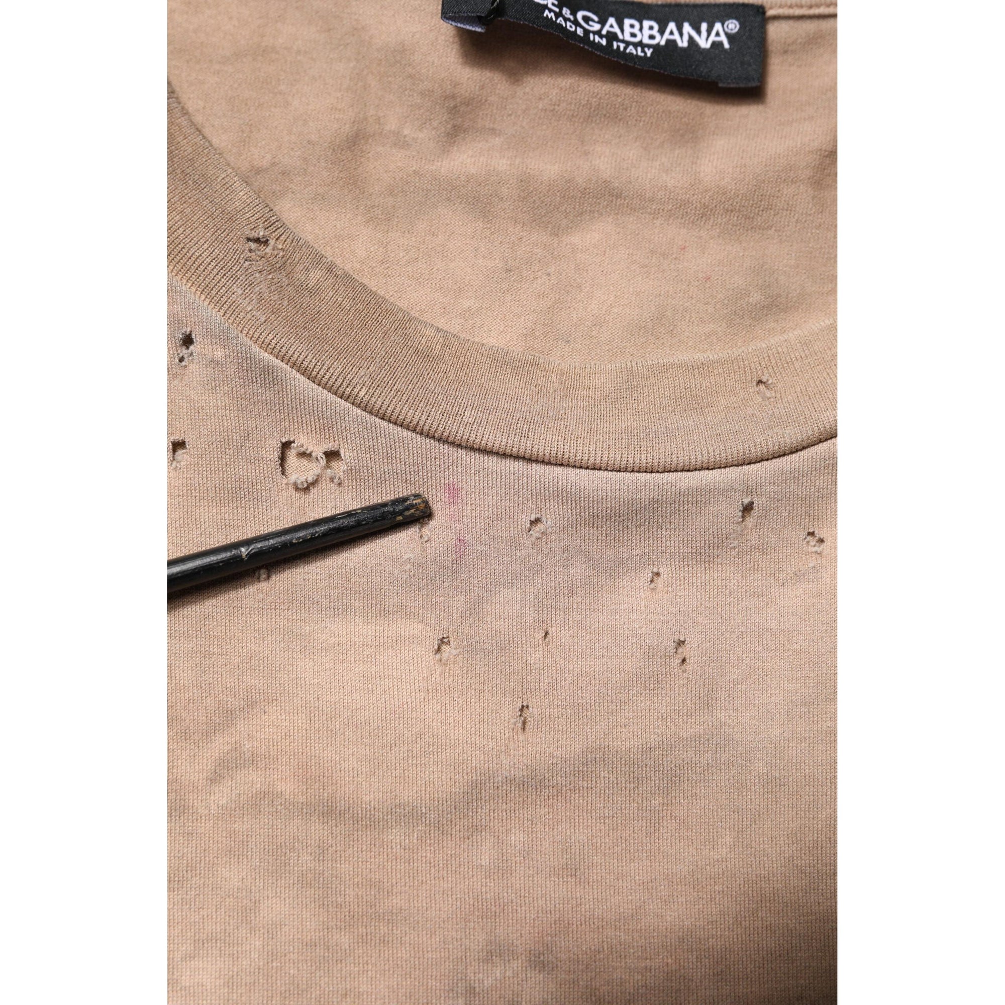 Dolce &amp; Gabbana Beige Tie Dye Logo Print Cropped T-shirt