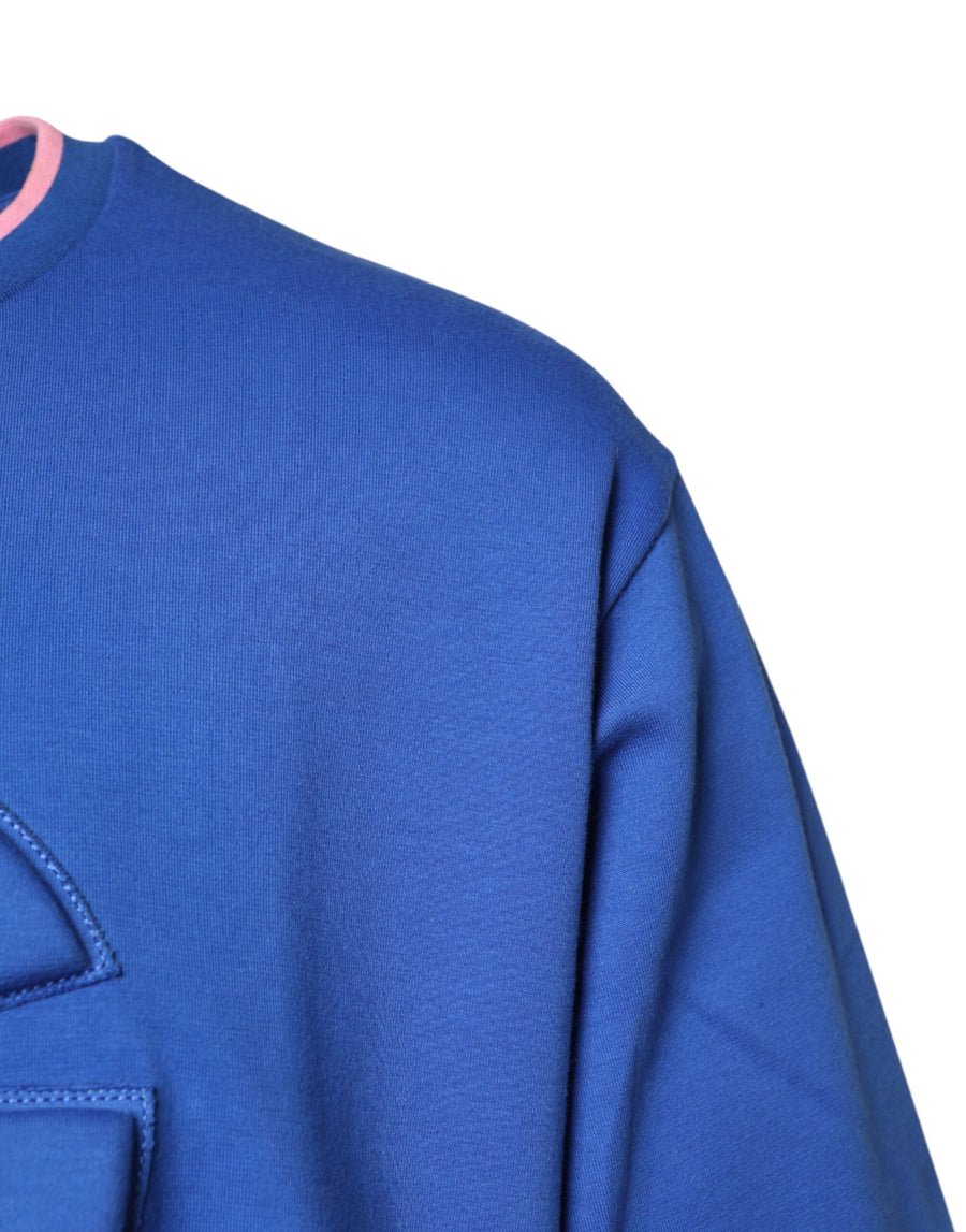 Dolce & Gabbana Blue Cotton DG Embossed Crew Neck T-shirt