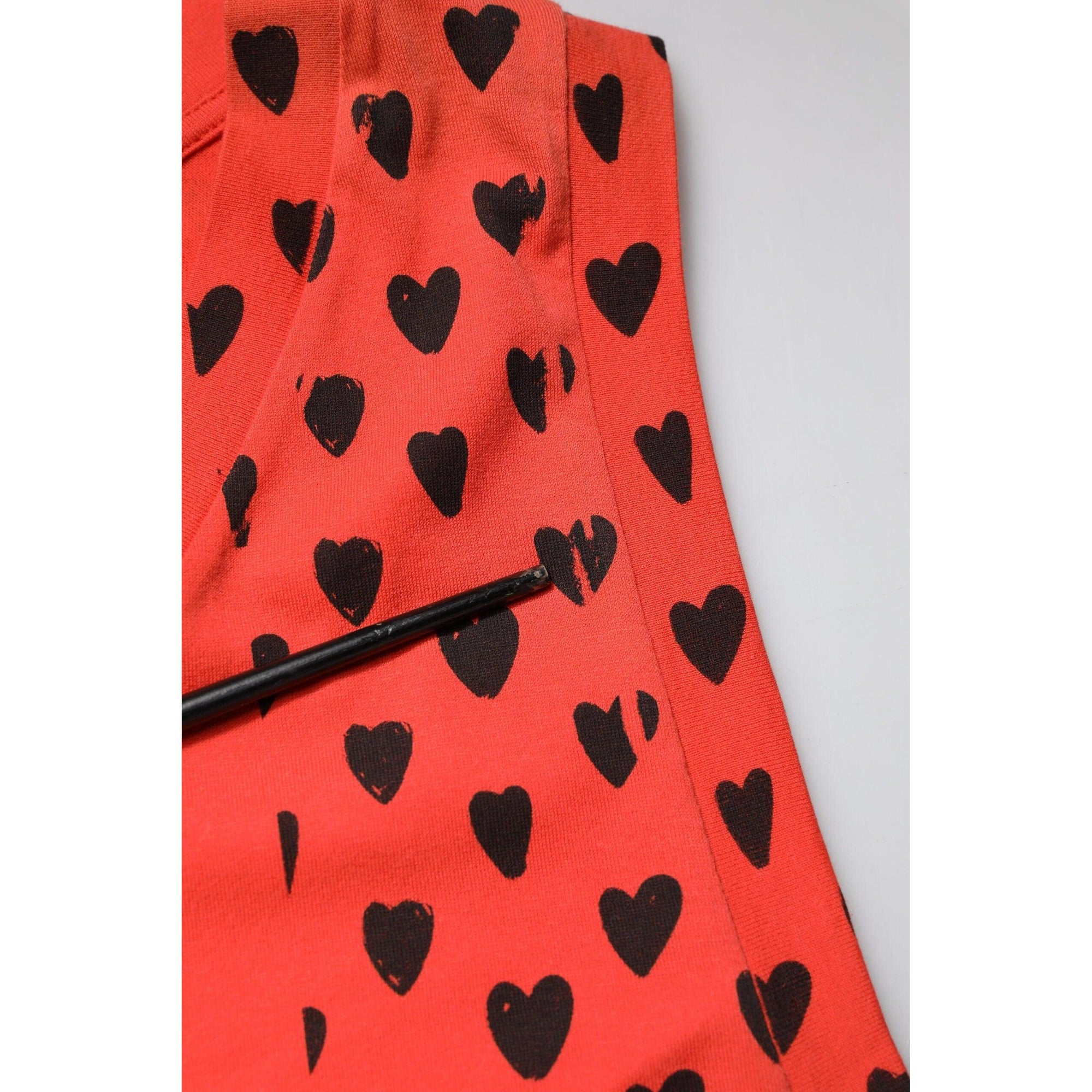 Dolce &amp; Gabbana Red Cotton Sleeveless DG Heart Logo T-shirt