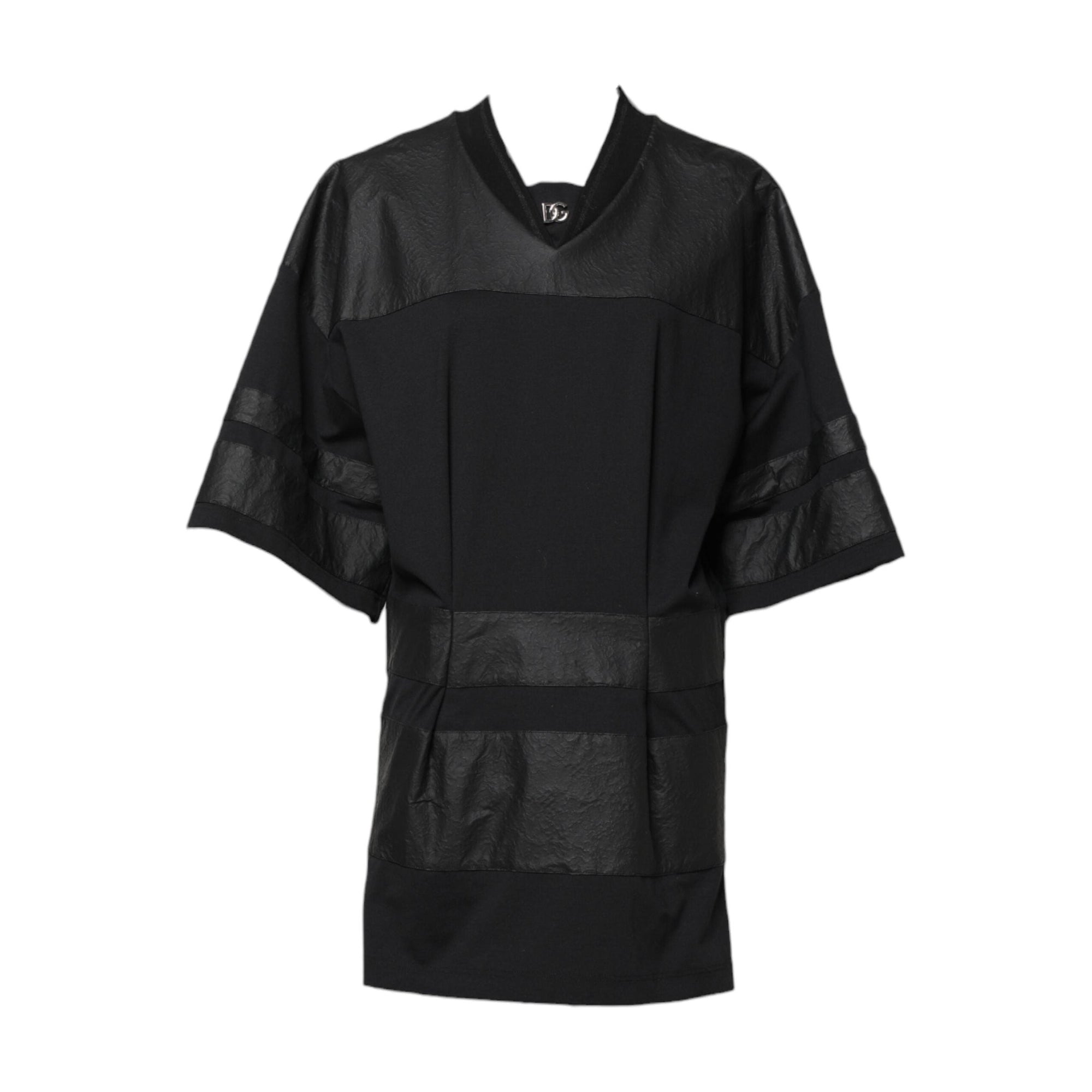 Dolce &amp; Gabbana Black Cotton Short Sleeves V-neck T-shirt