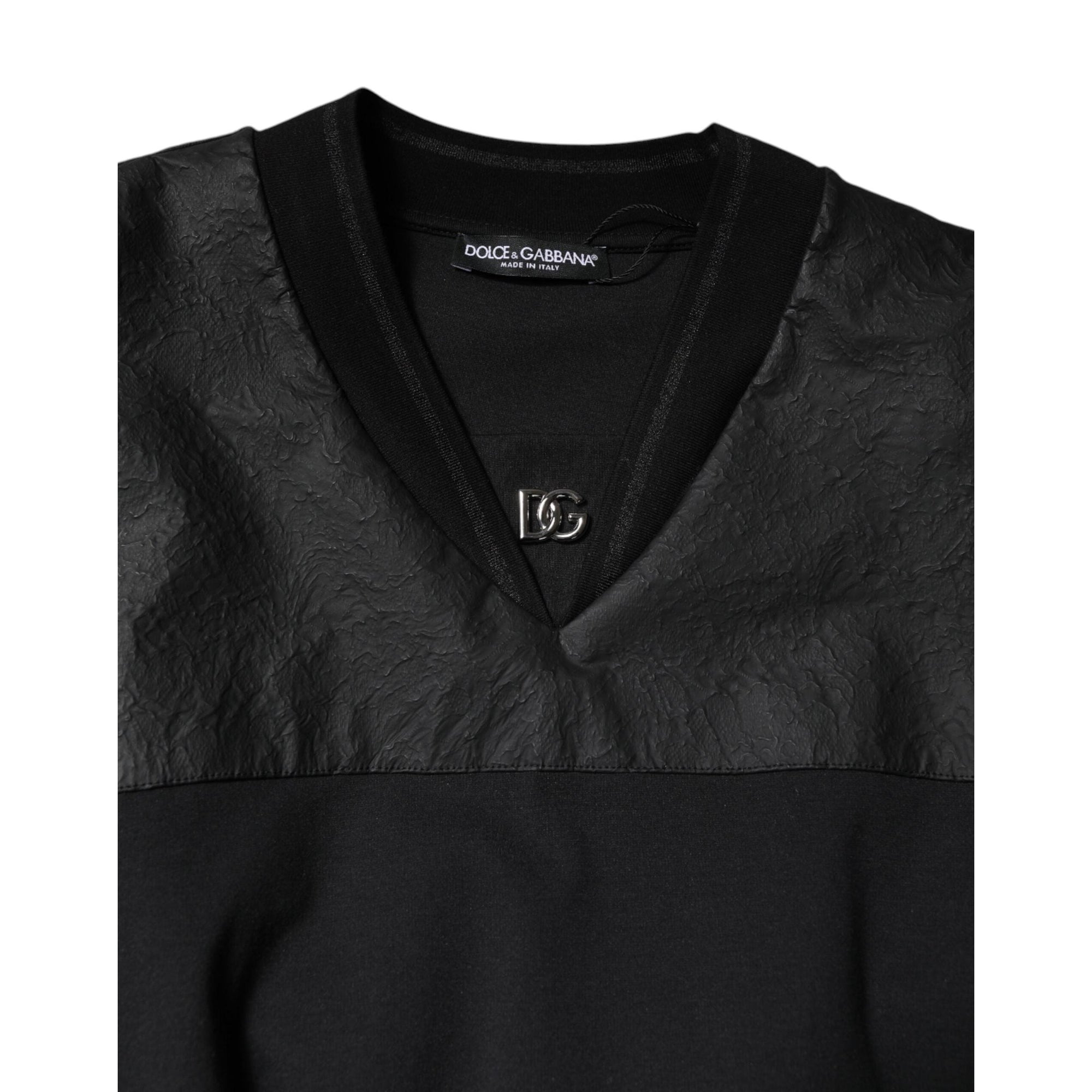 Dolce &amp; Gabbana Black Cotton Short Sleeves V-neck T-shirt