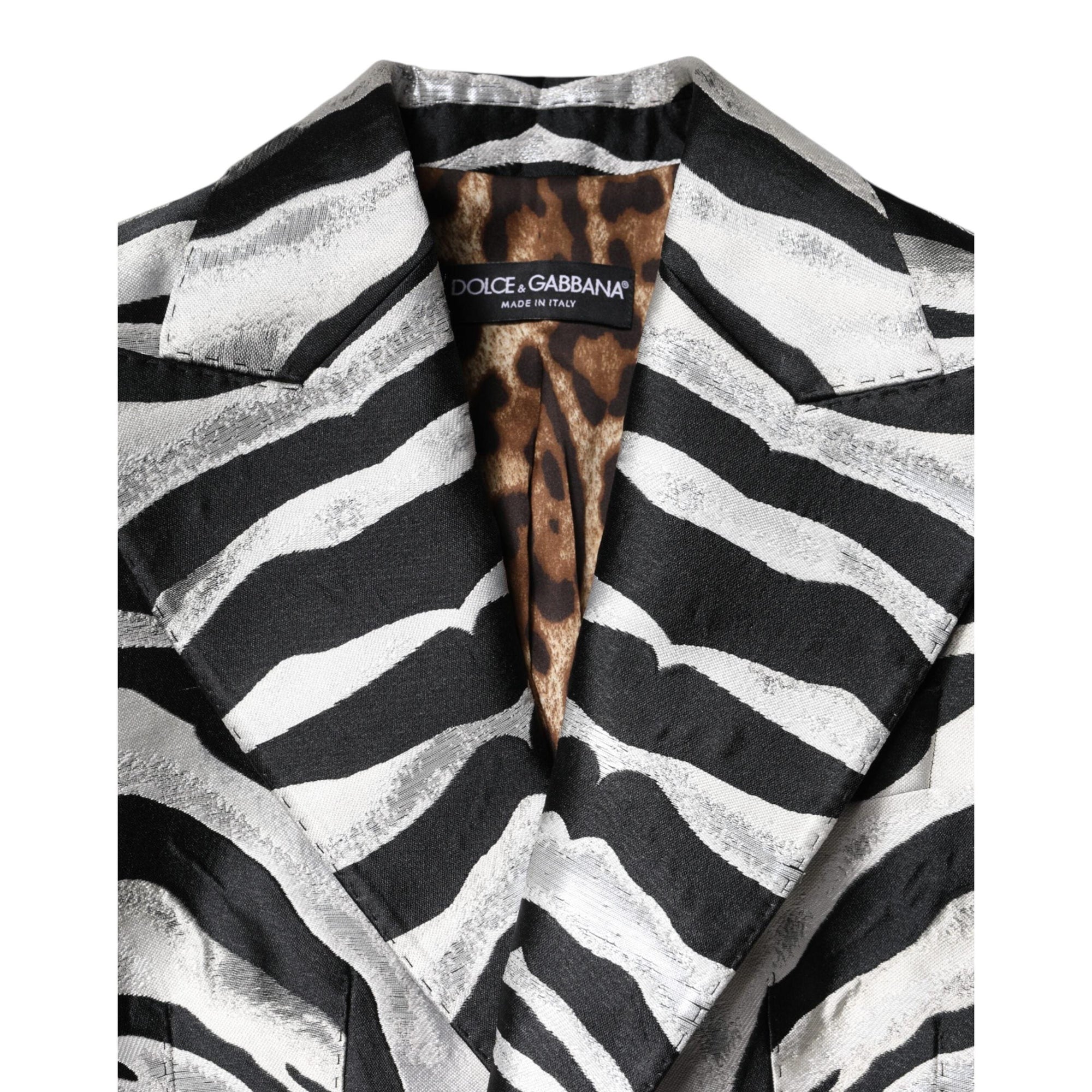 Dolce &amp; Gabbana Black White Polyester Women Blazer Jacket