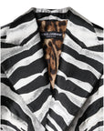 Dolce & Gabbana Black White Polyester Women Blazer Jacket