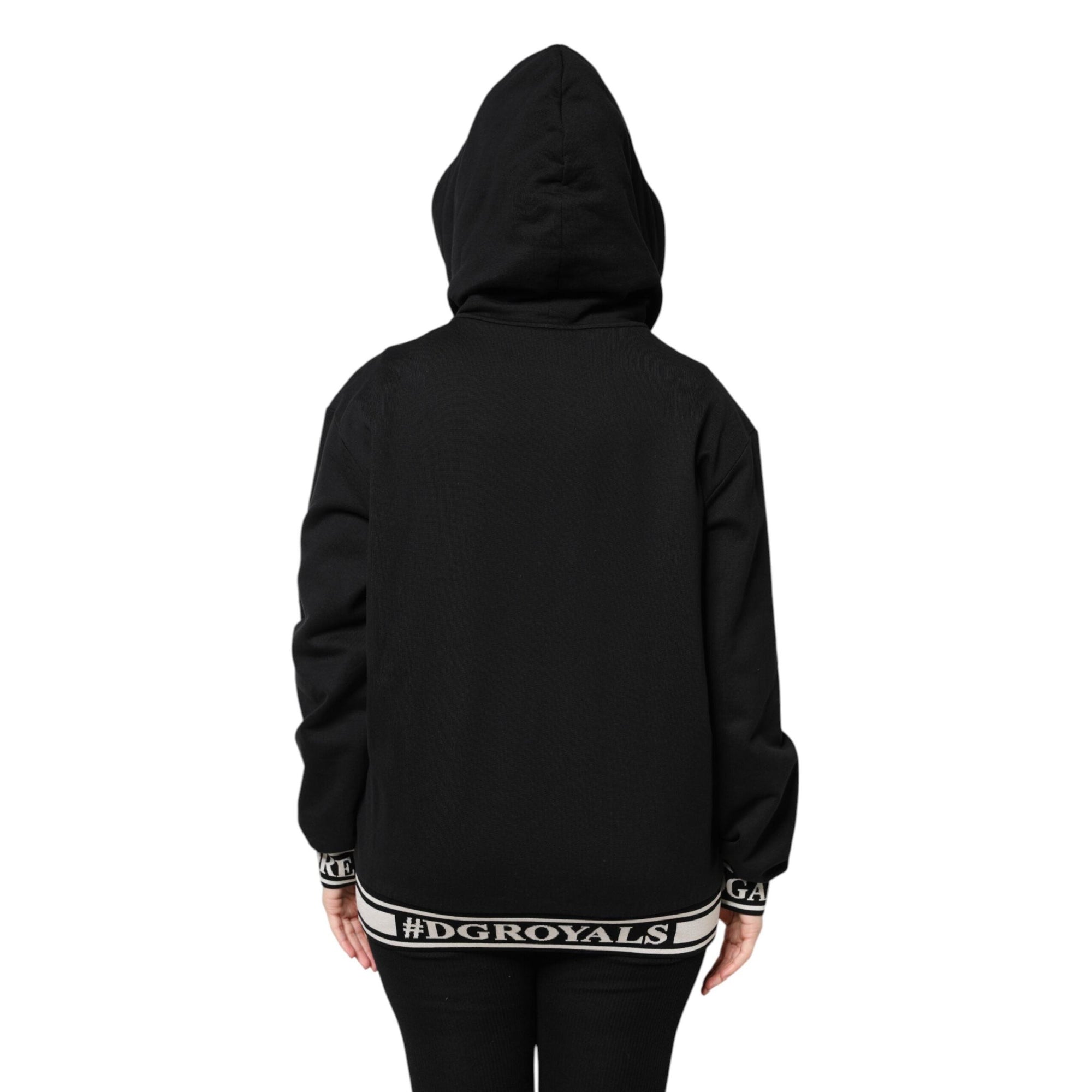 Dolce &amp; Gabbana Black Cotton Hooded Full Zip Sweatshirt Sweater