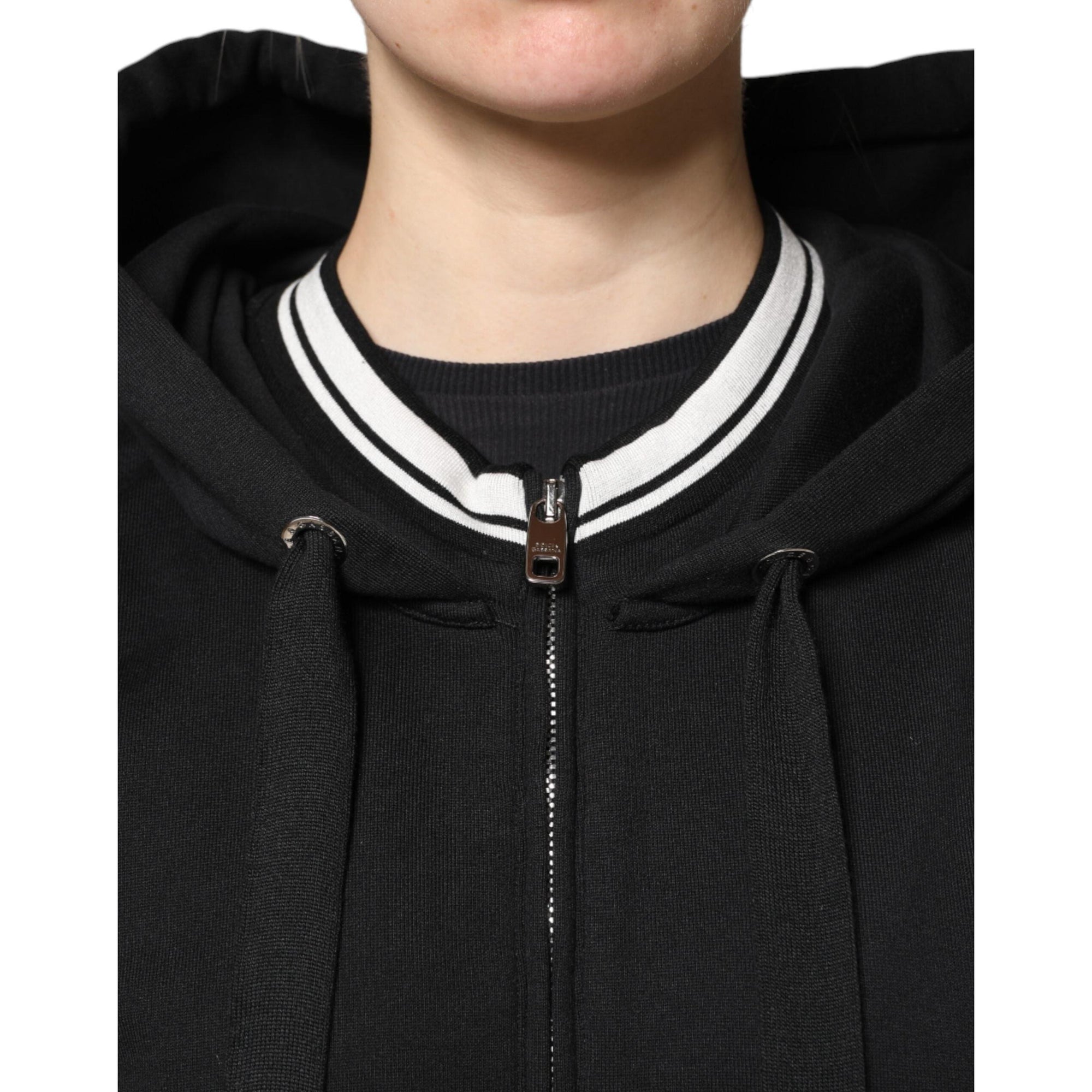 Dolce &amp; Gabbana Black Cotton Hooded Full Zip Sweatshirt Sweater