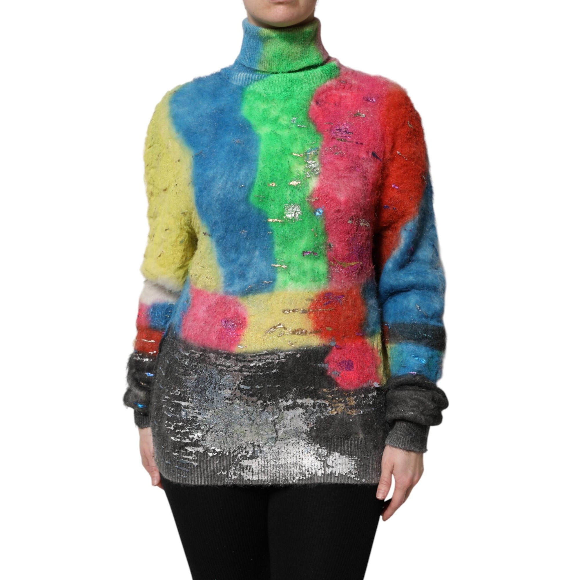 Dolce &amp; Gabbana Multicolor Mohair Turtleneck Pullover Sweater