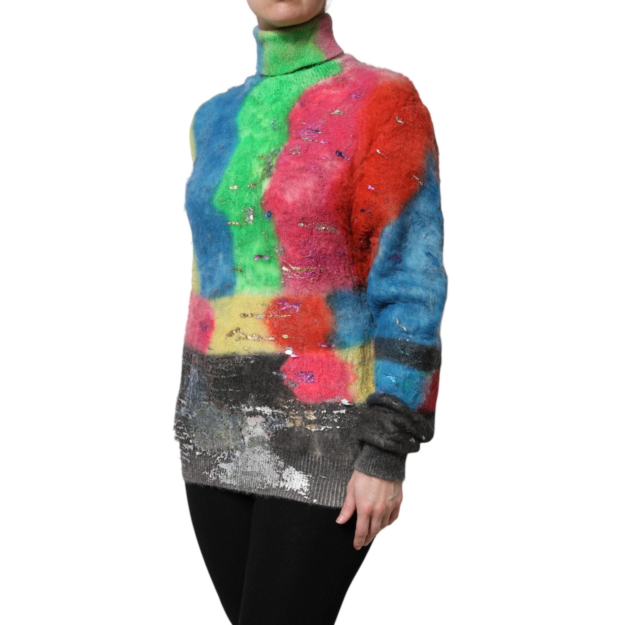 Dolce &amp; Gabbana Multicolor Mohair Turtleneck Pullover Sweater