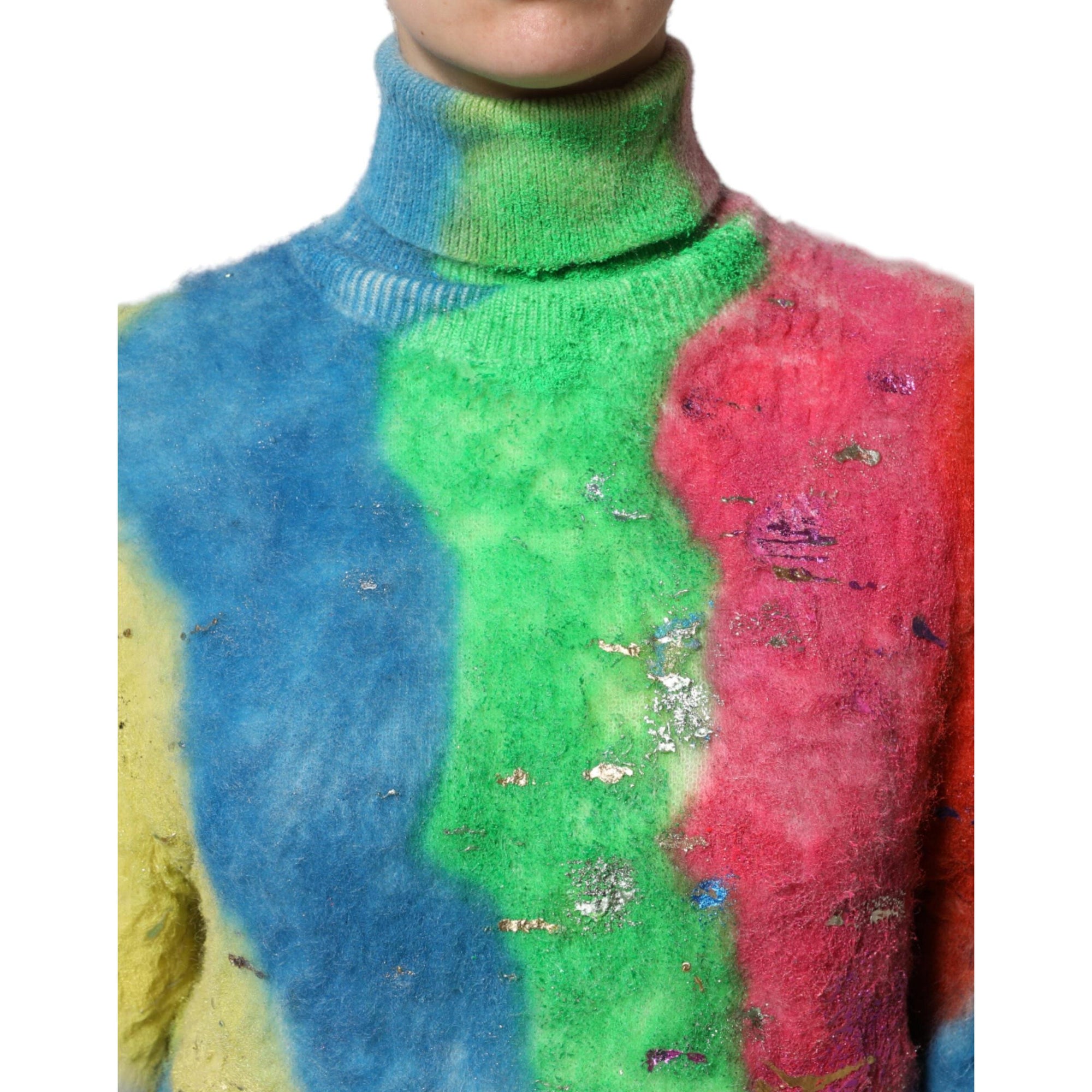 Dolce &amp; Gabbana Multicolor Mohair Turtleneck Pullover Sweater