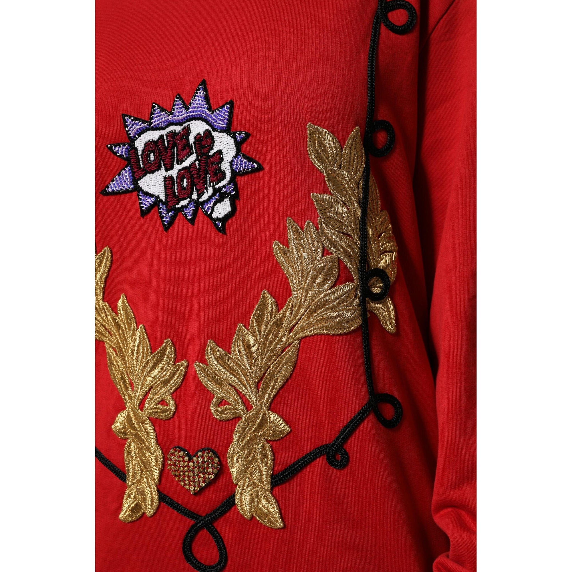 Dolce &amp; Gabbana Red Cotton Queen Sequined Pullover Sweater