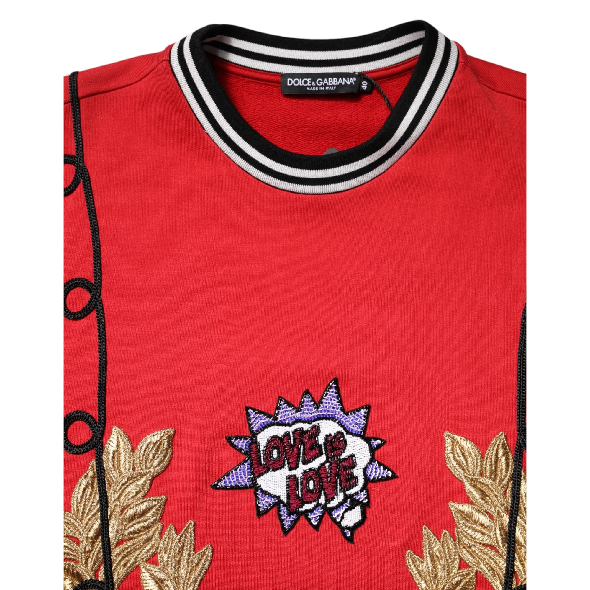 Dolce &amp; Gabbana Red Cotton Queen Sequined Pullover Sweater