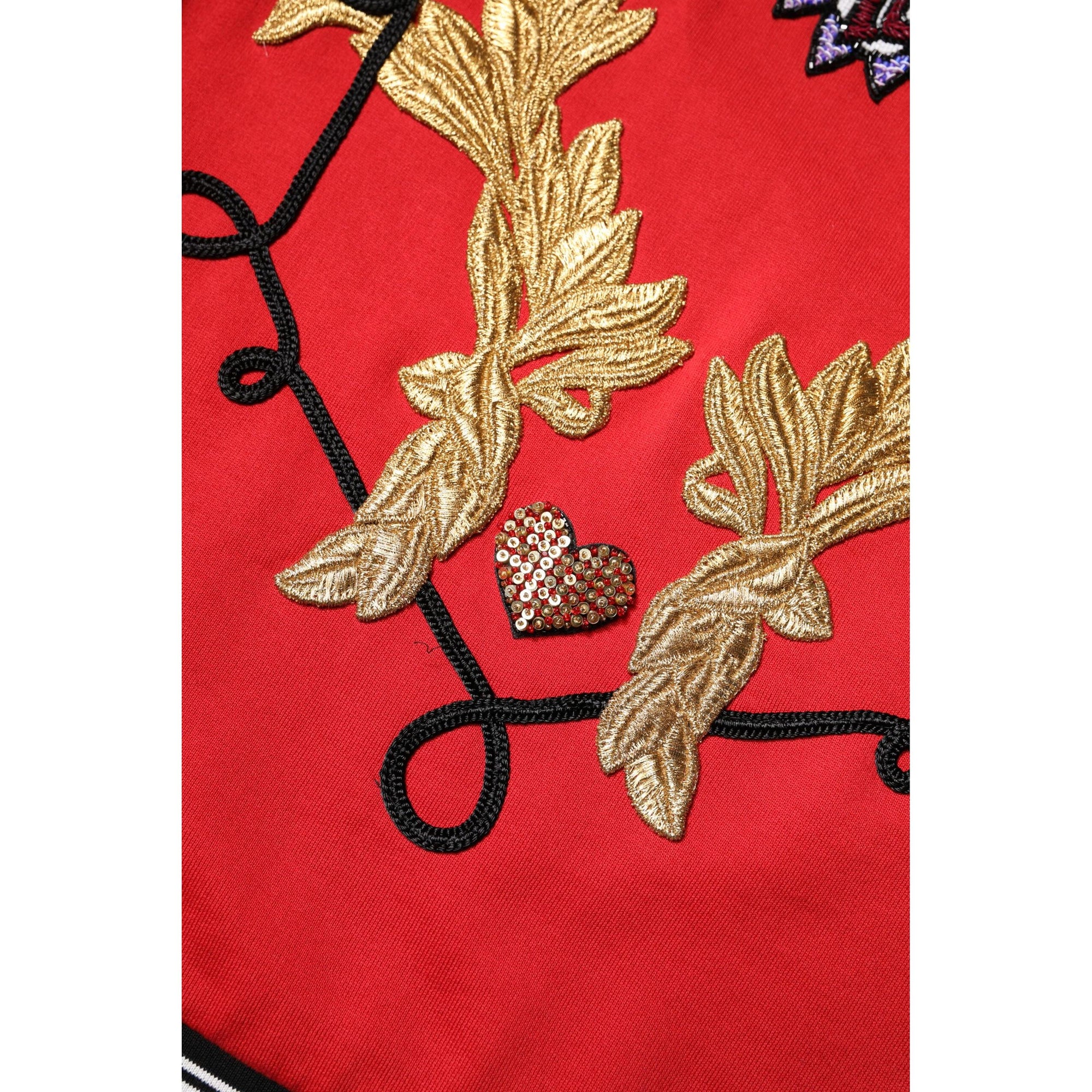 Dolce &amp; Gabbana Red Cotton Queen Sequined Pullover Sweater
