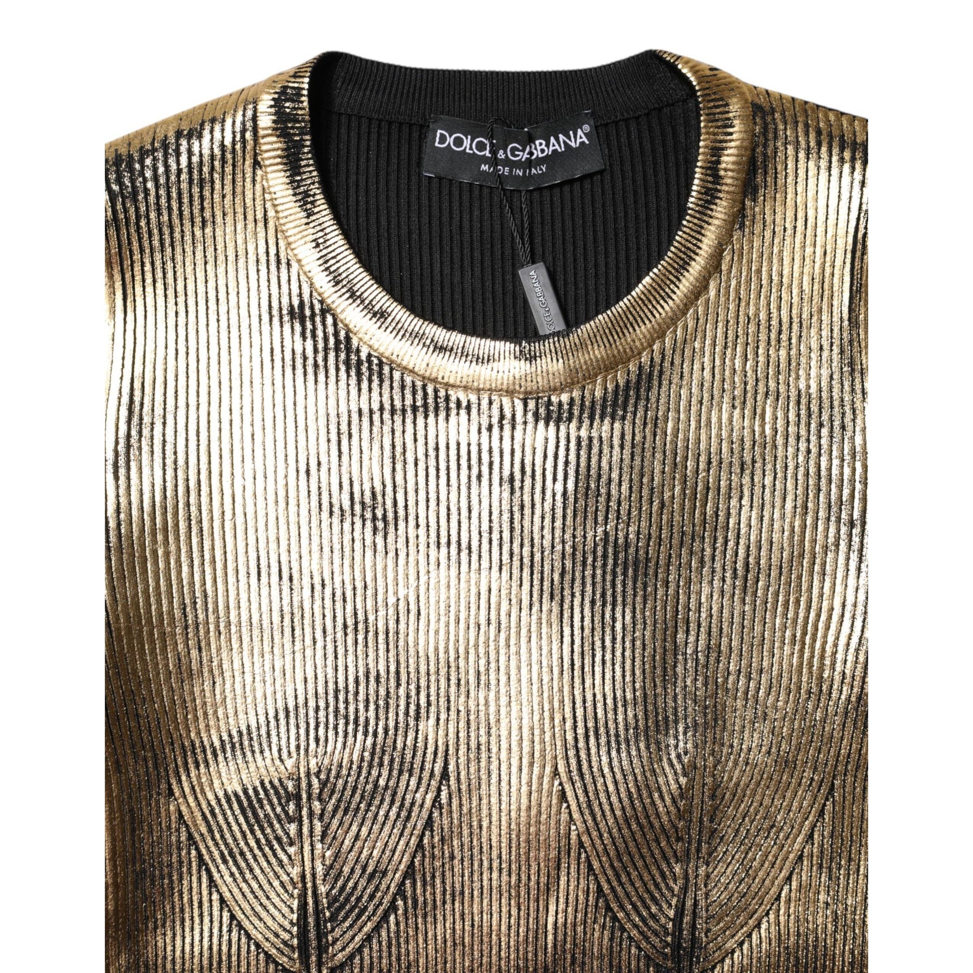Dolce &amp; Gabbana Gold Round Neck Long Sleeve Pullover Top