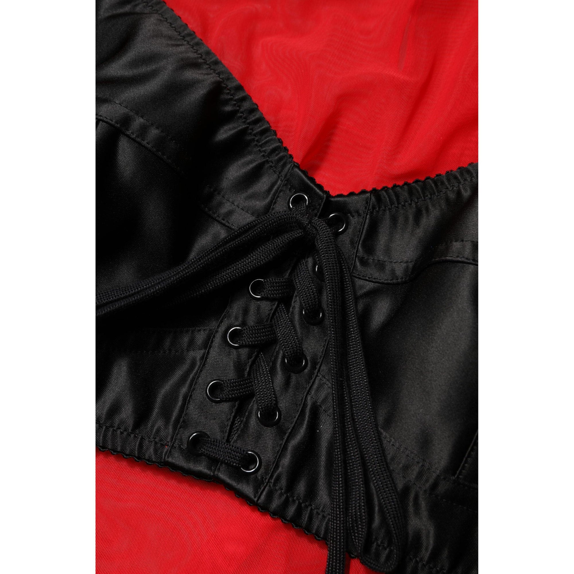 Dolce &amp; Gabbana Red Black Bustier Detailing Long Sleeves Top