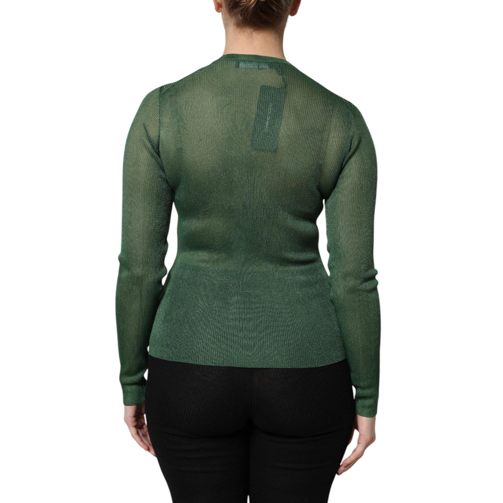 Dolce &amp; Gabbana Green Polyester Long Sleeves Cardigan Sweater