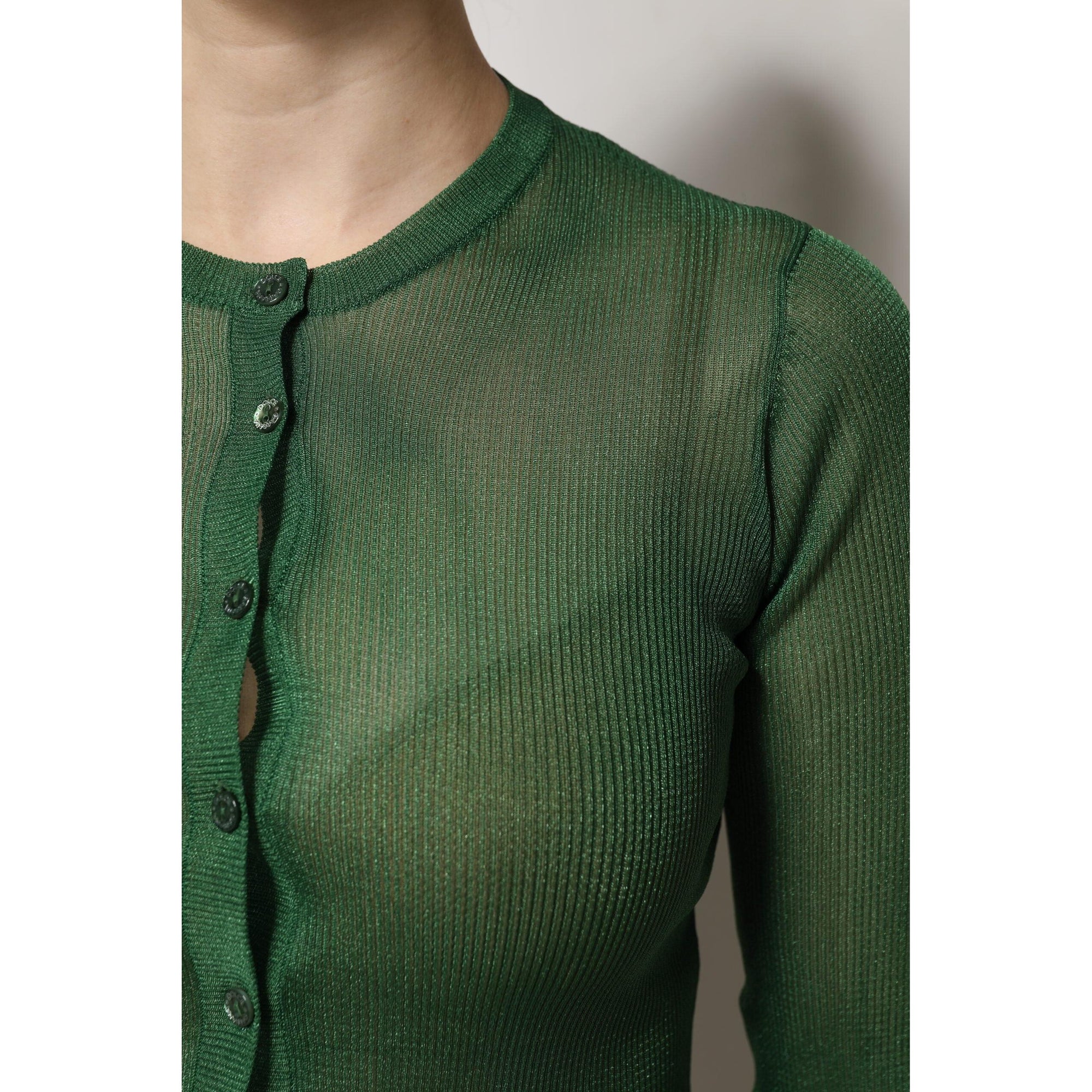 Dolce &amp; Gabbana Green Polyester Long Sleeves Cardigan Sweater
