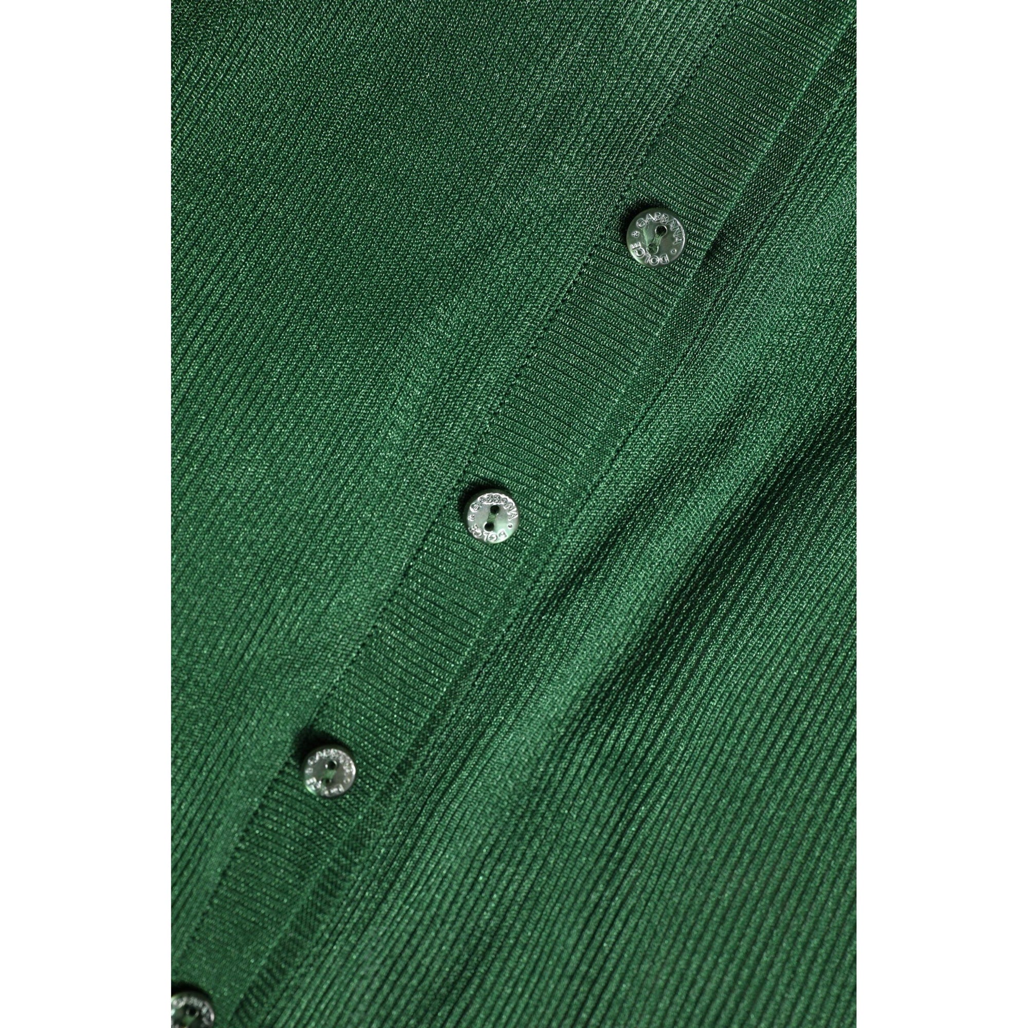Dolce &amp; Gabbana Green Polyester Long Sleeves Cardigan Sweater