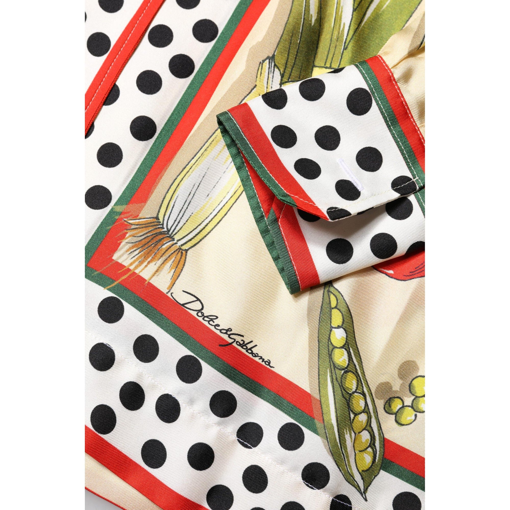Dolce &amp; Gabbana Multicolor Vegetables Silk Long Sleeves Top