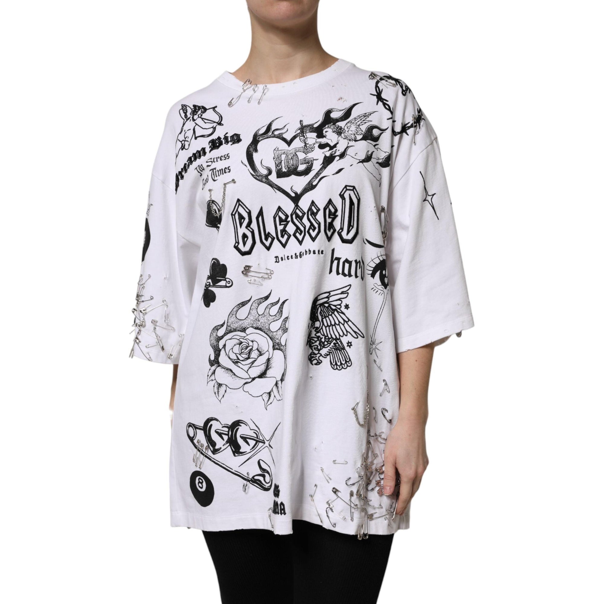 Dolce &amp; Gabbana White Cotton DG BLESSED Printed T-shirt