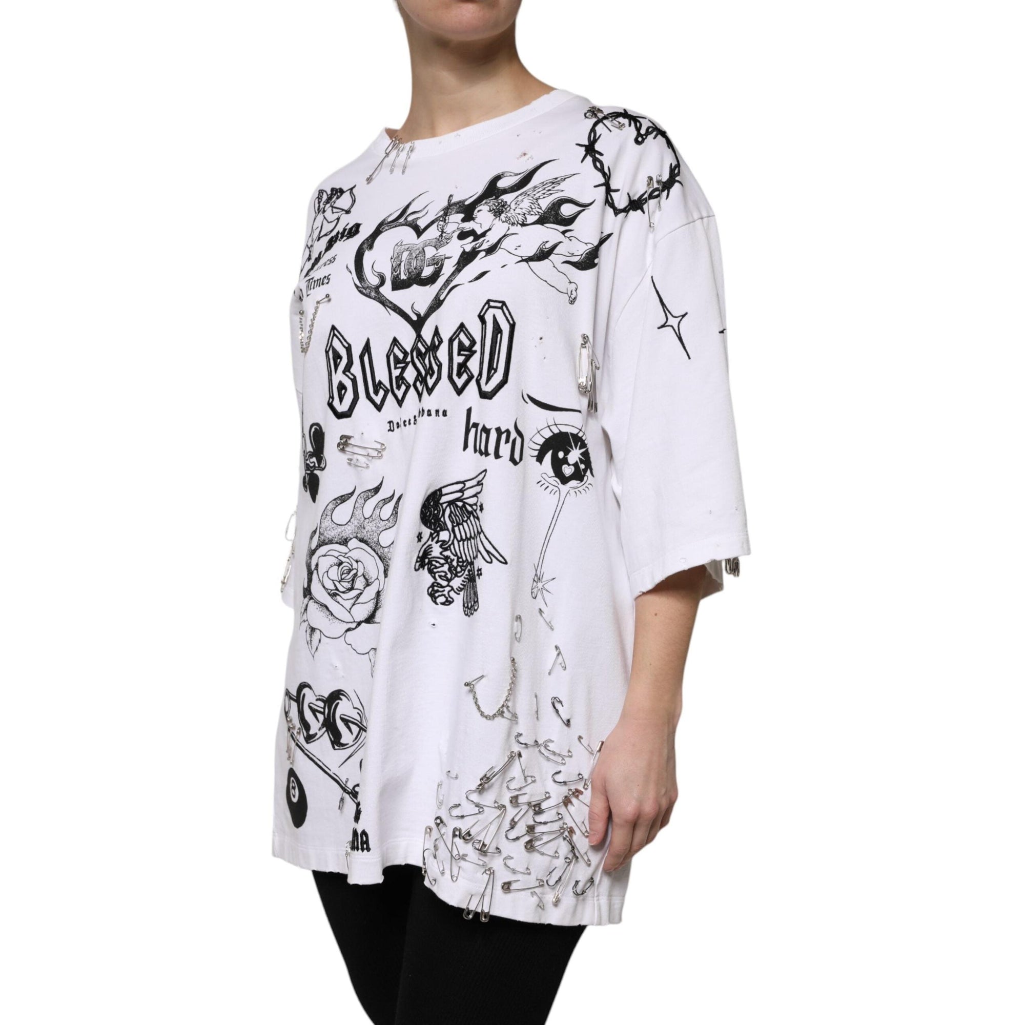 Dolce &amp; Gabbana White Cotton DG BLESSED Printed T-shirt
