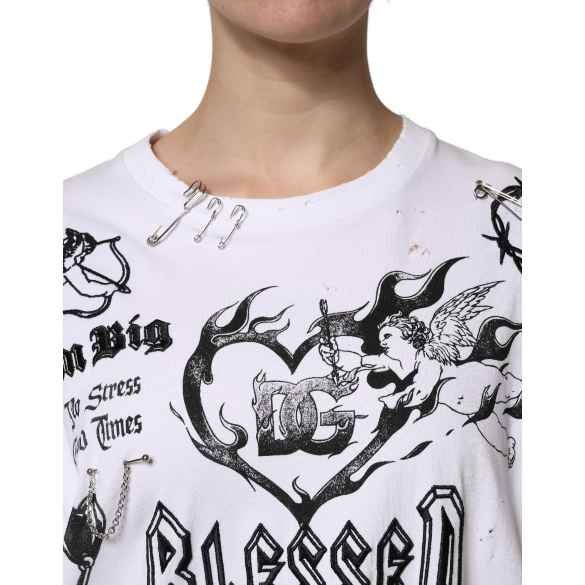 Dolce &amp; Gabbana White Cotton DG BLESSED Printed T-shirt