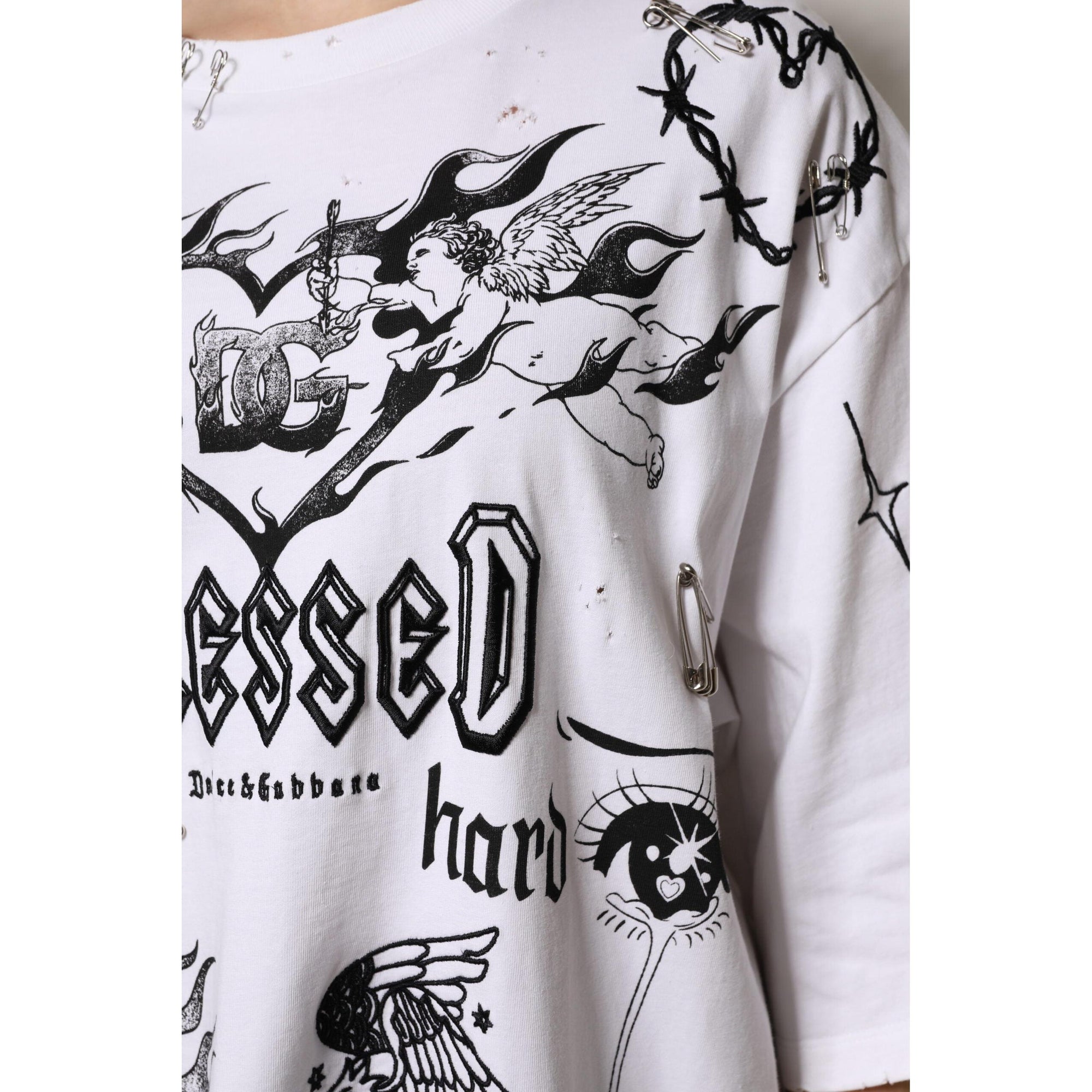Dolce &amp; Gabbana White Cotton DG BLESSED Printed T-shirt