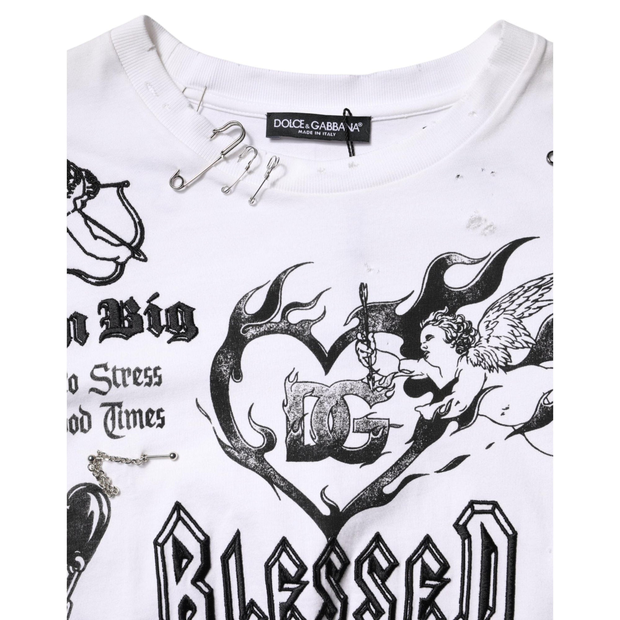 Dolce &amp; Gabbana White Cotton DG BLESSED Printed T-shirt