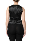 Dolce & Gabbana Black Striped Button Down Sleeveless Vest Top