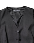 Dolce & Gabbana Black Striped Button Down Sleeveless Vest Top