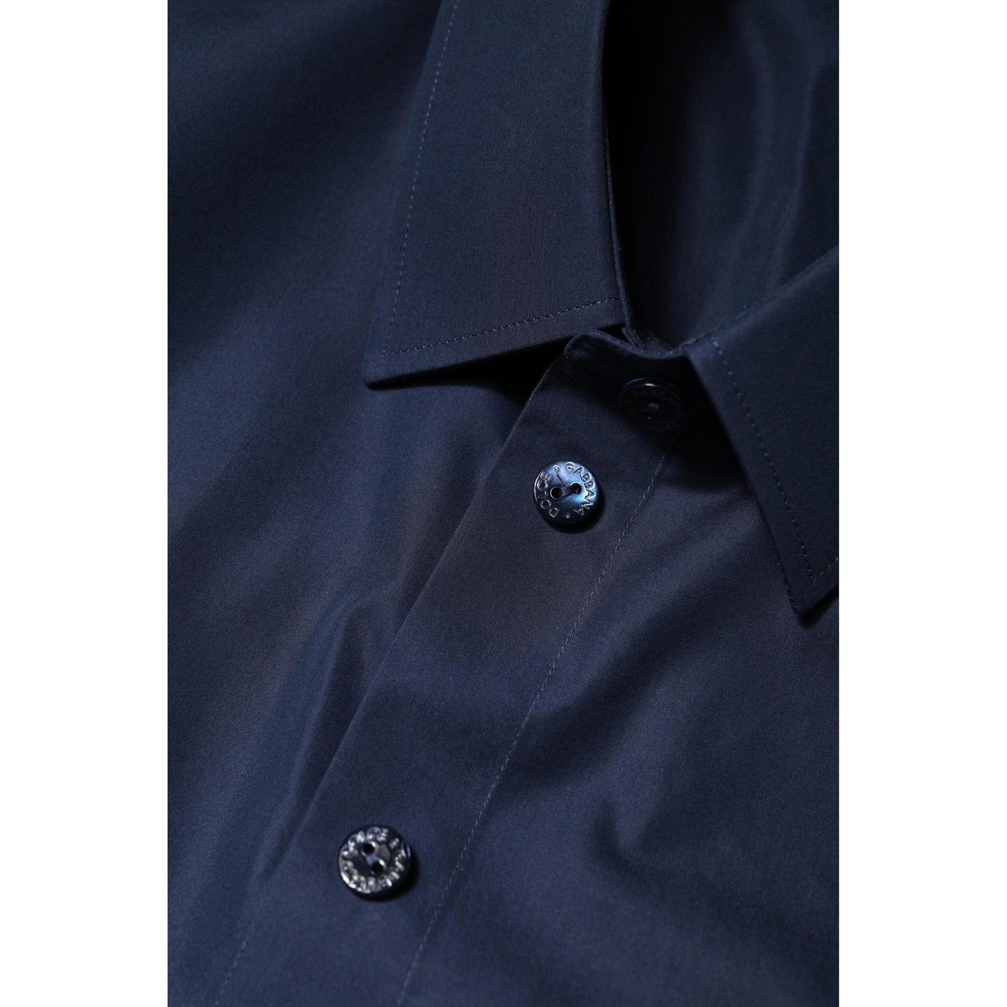 Dolce &amp; Gabbana Blue Cotton Short Sleeves Button Down Top