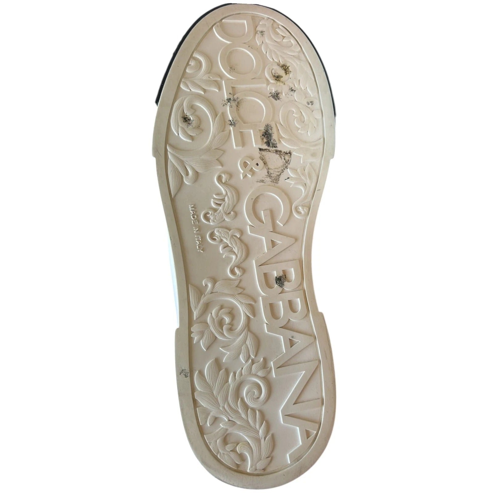 Dolce &amp; Gabbana White Leather Logo Portofino Sneakers Shoes
